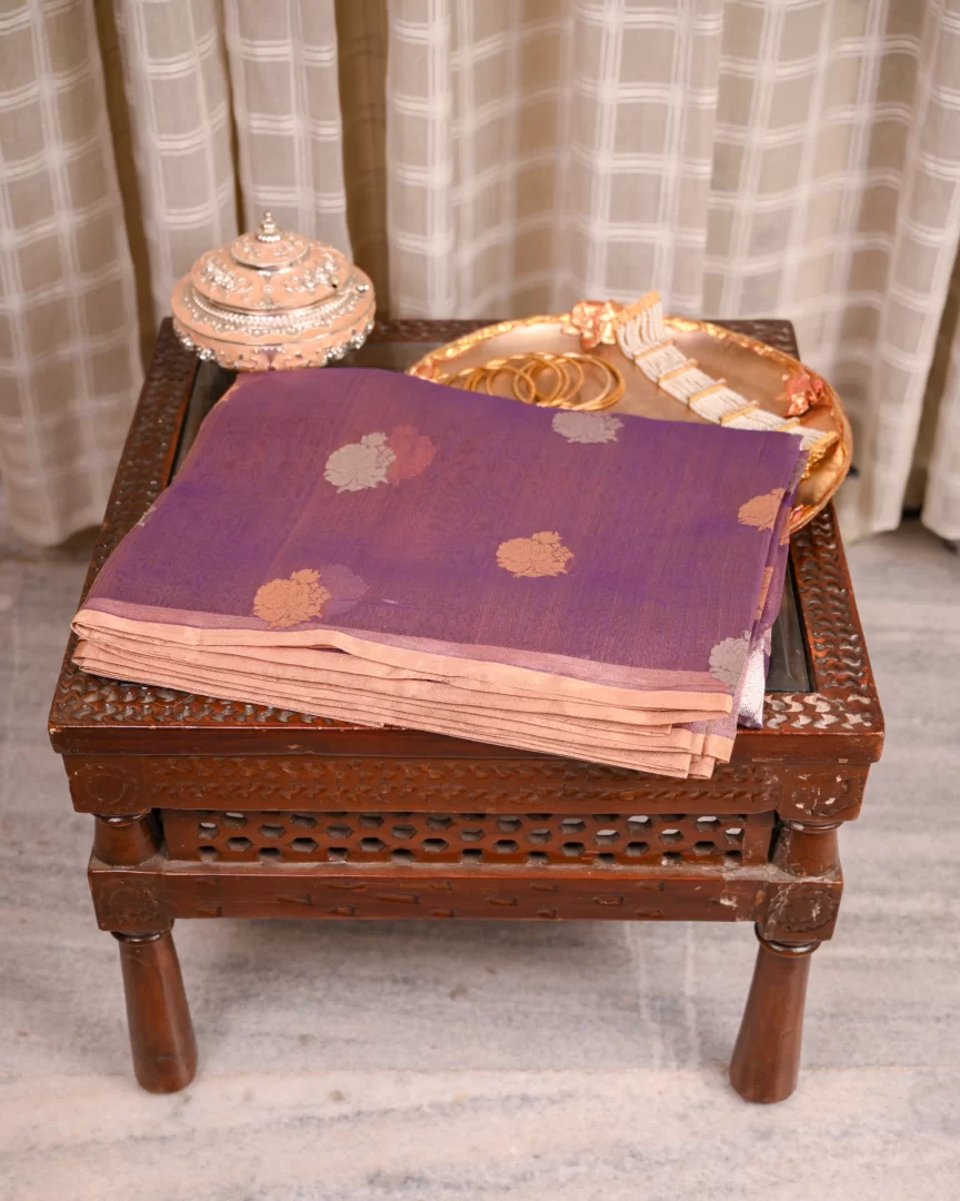 Purple Kadwa Handloom Tissue Silk Saree