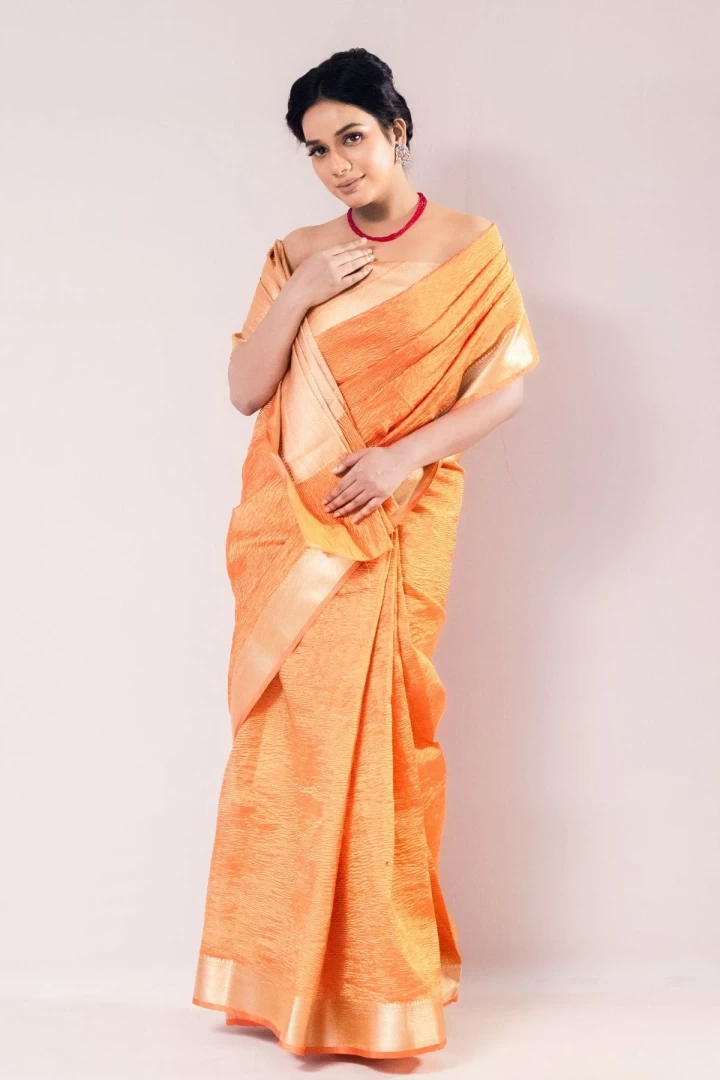 Yellow Crush Tissue Saree