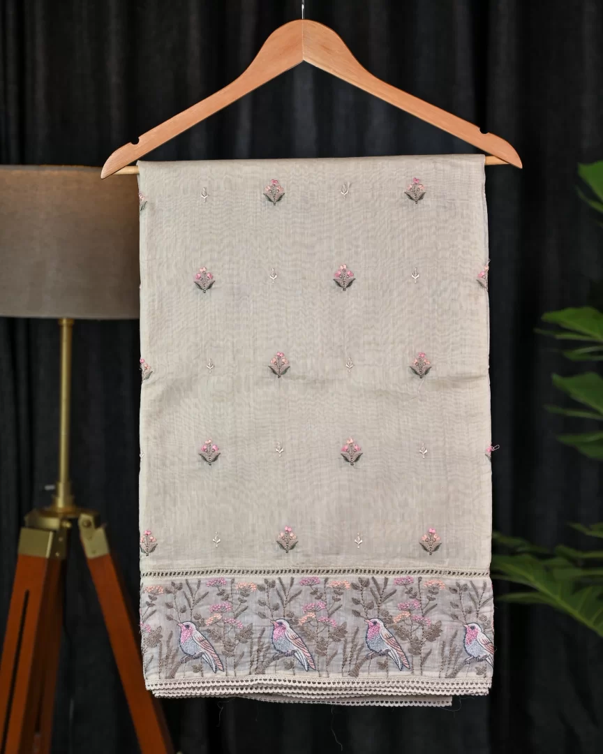 Chic Ivory Chanderi Silk Saree