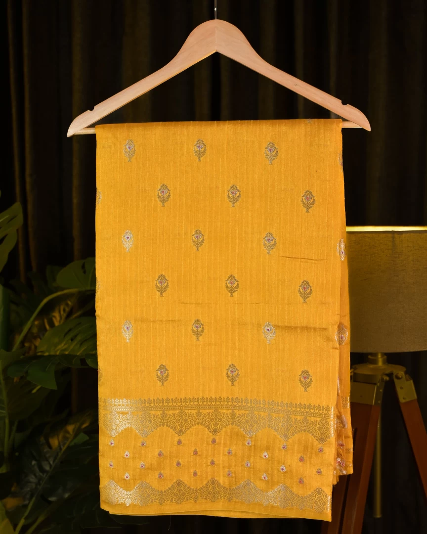 Exquisite Yellow Seiko Silk Saree