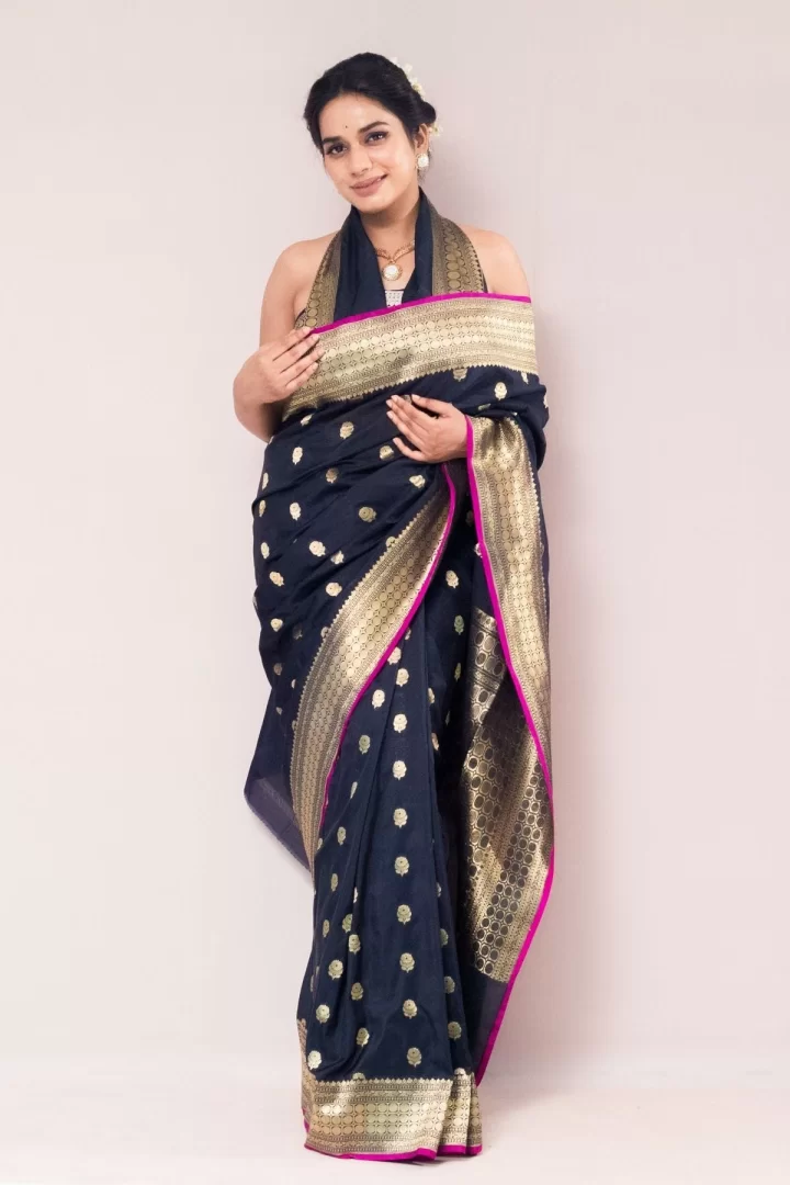 Blended Black Silk Saree
