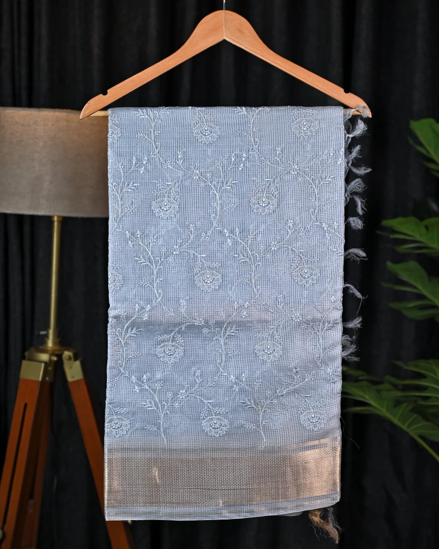 Opulent Blue Kota Tussar Silk Saree