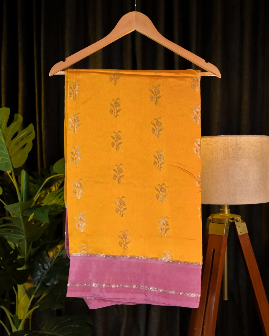 Radiant Yellow Pink Seiko Silk Saree