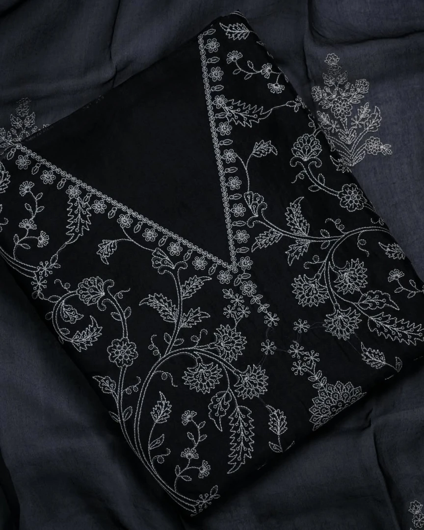 Black Organza Embroidery Suit Set