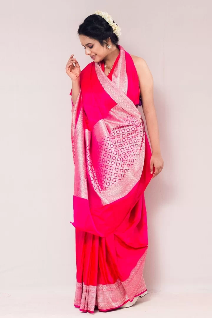 Red Rani Double Tone Mushroo Silk Saree