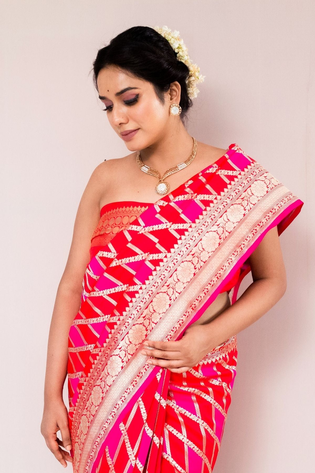 Fuchsia Pink Blended Silk Saree