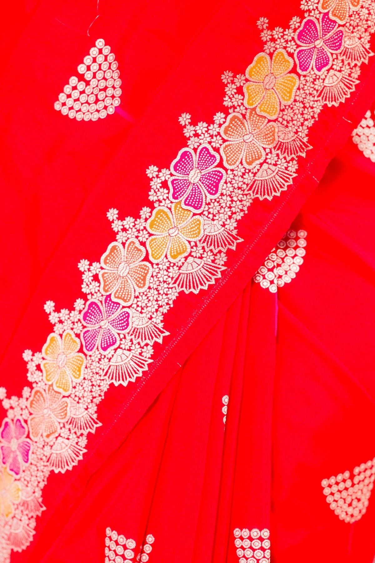 Red Mushroo Silk Saree