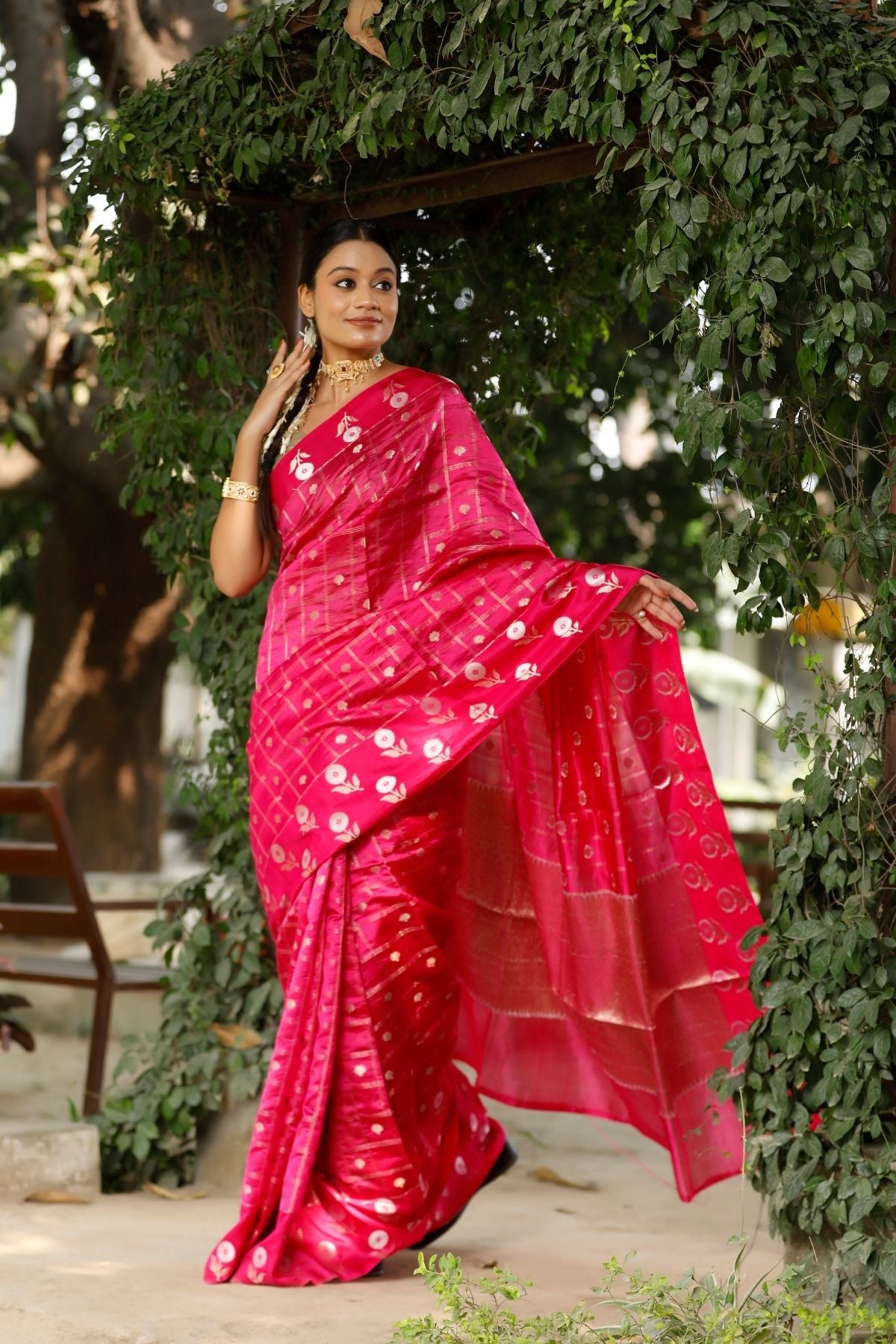 Rani Color Mango Silk Saree