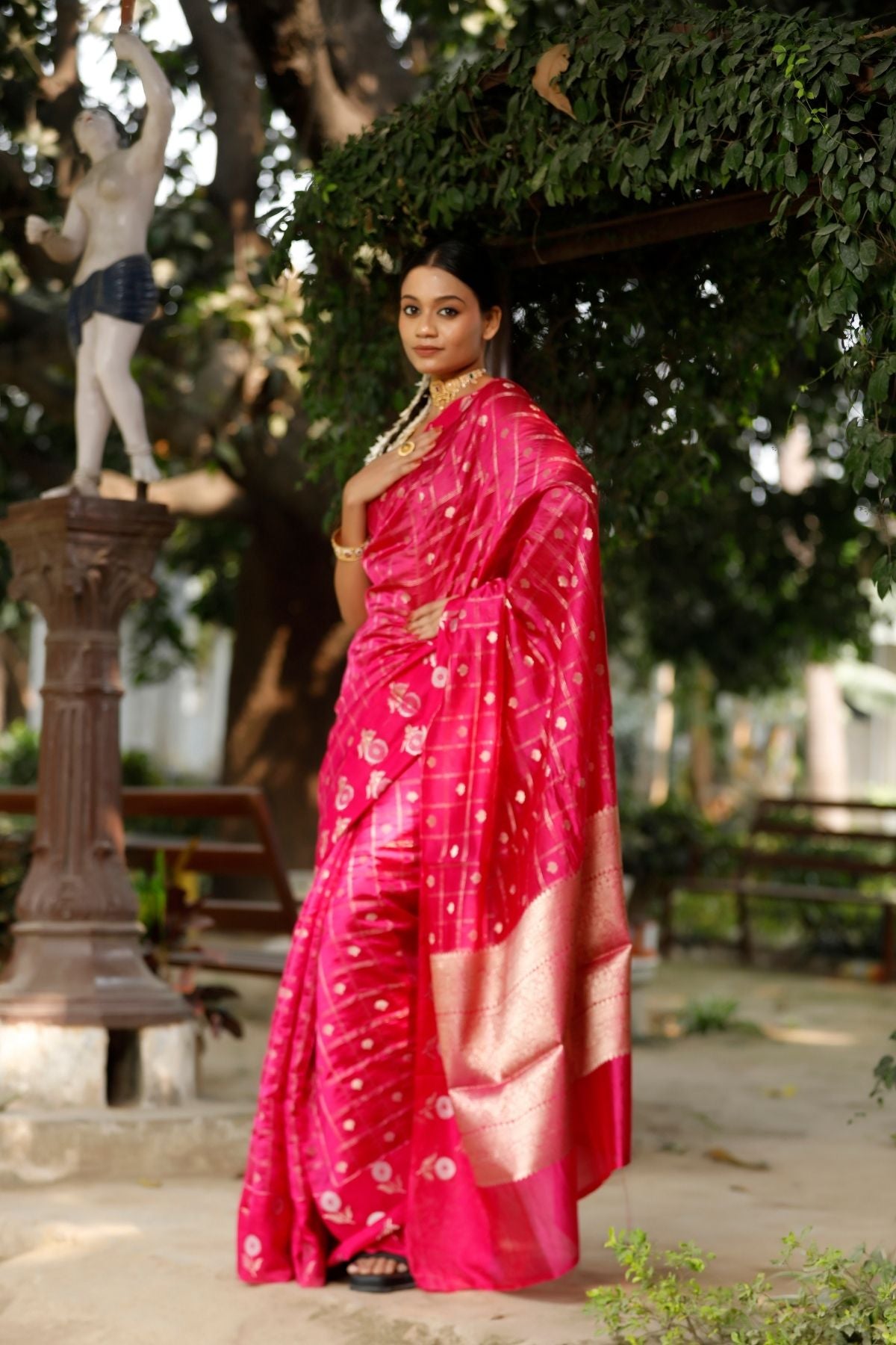 Rani Color Mango Silk Saree