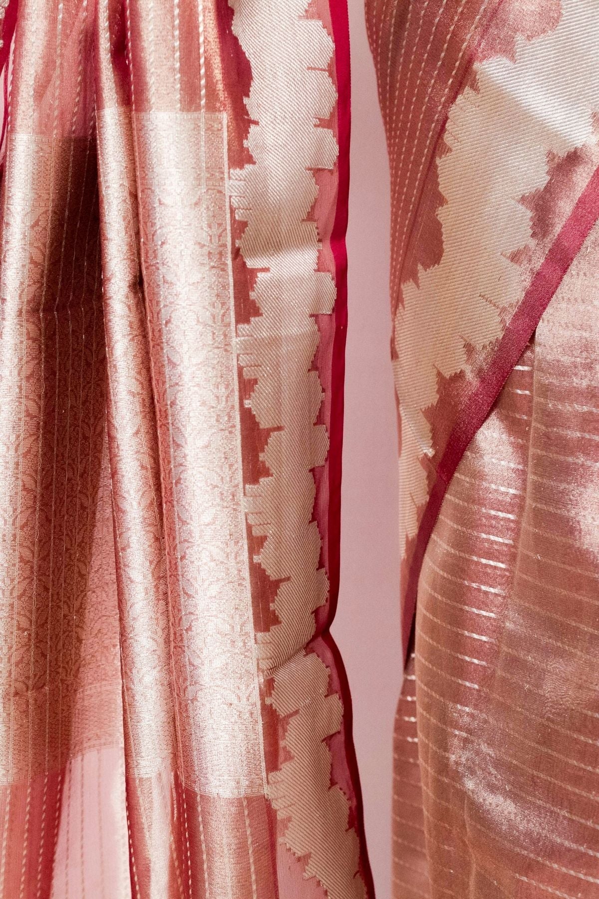 Wine Tissue strip Weave Saree