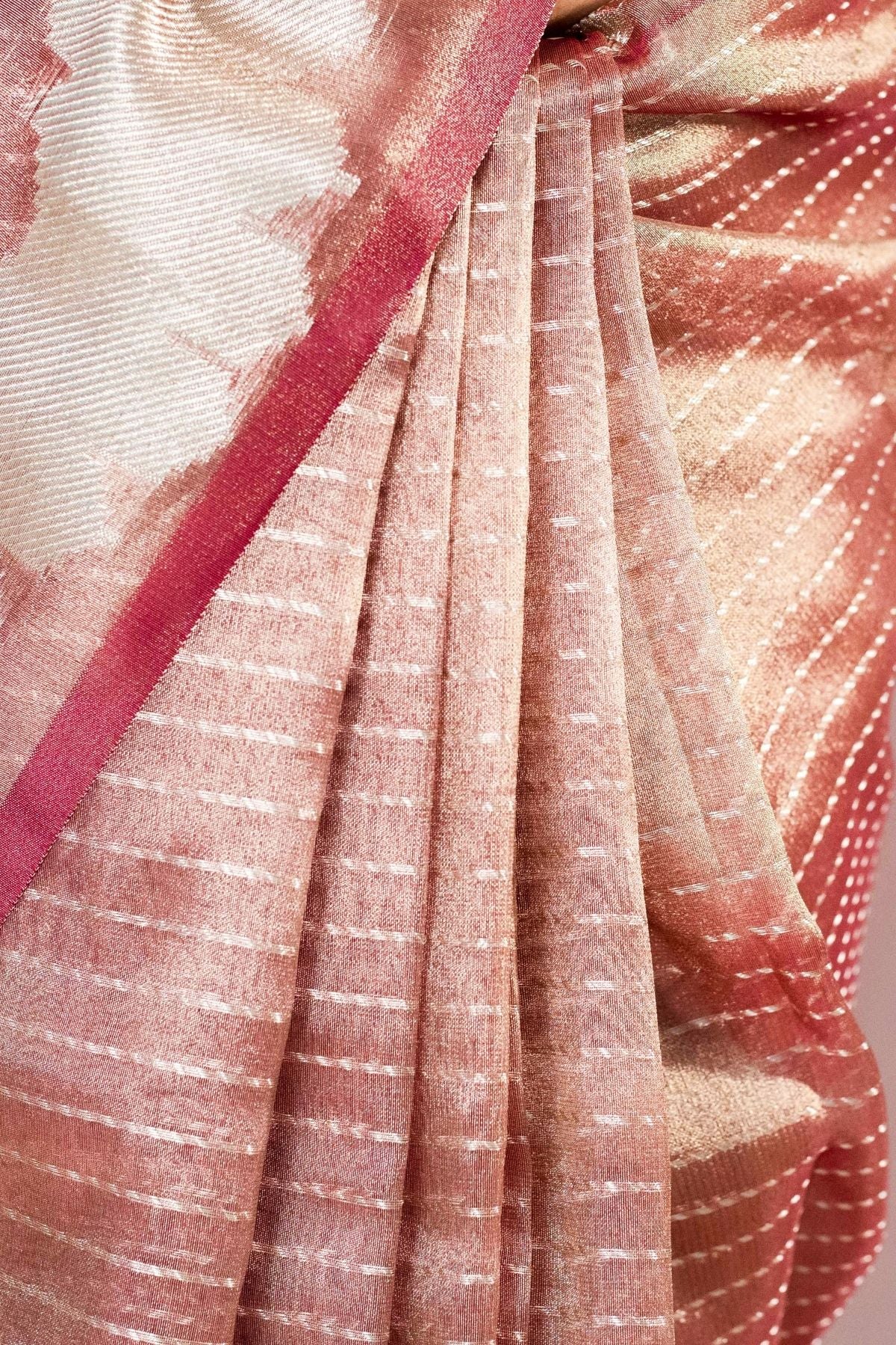 Wine Tissue strip Weave Saree