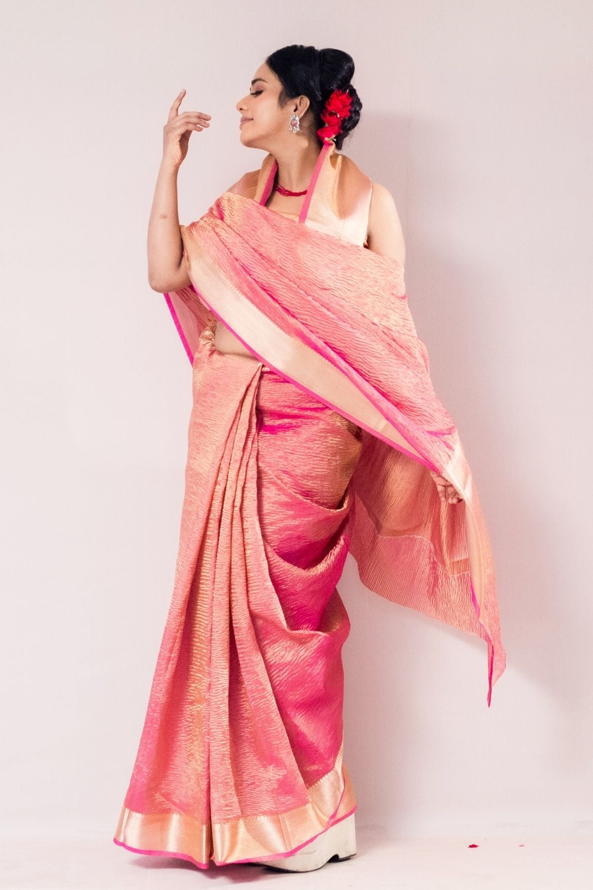 Rani Pink Crush Tissue Saree