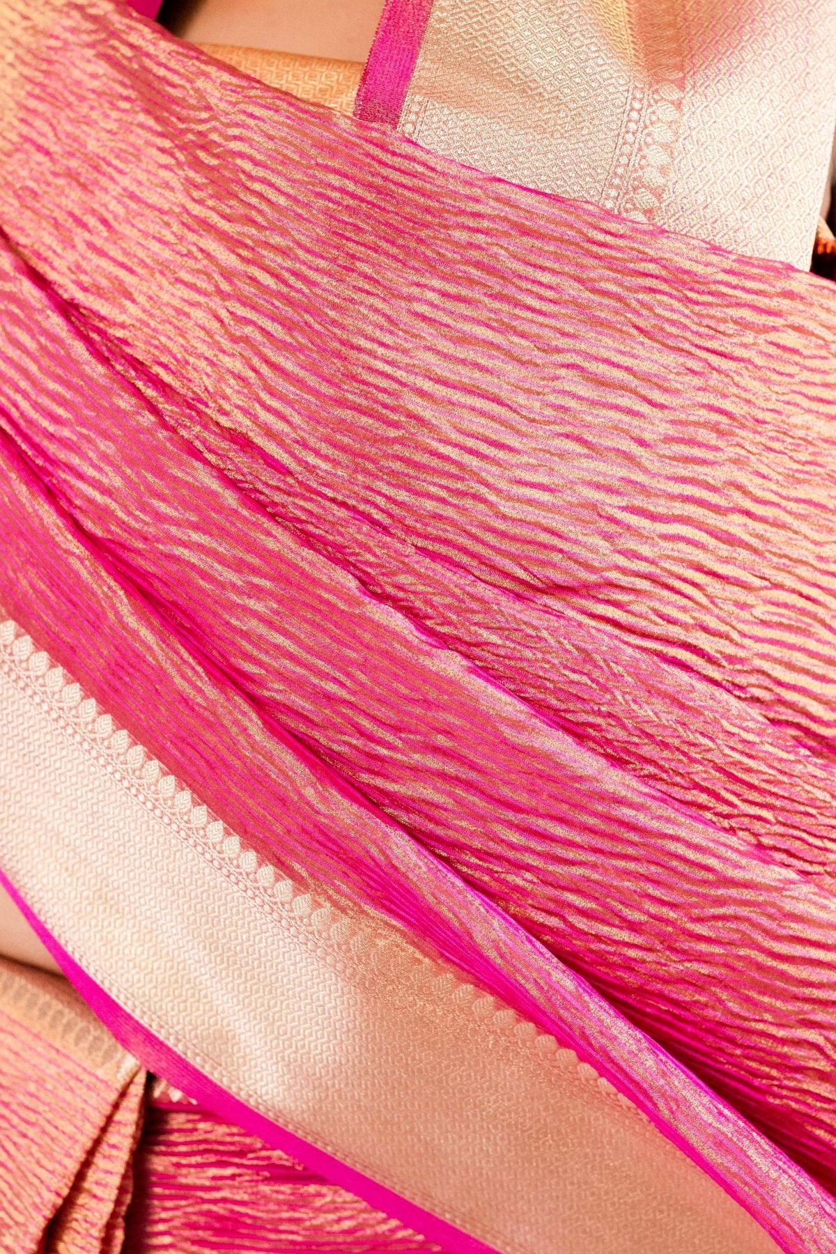 Rani Pink Crush Tissue Saree