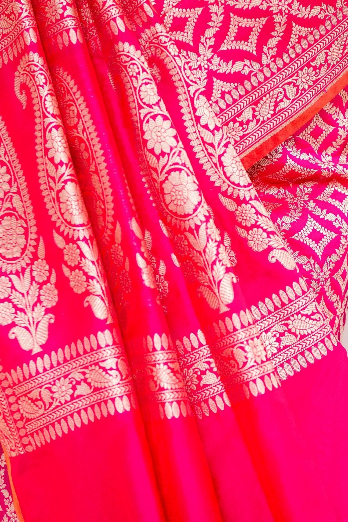 Fuchsia Pink Blended Silk Saree
