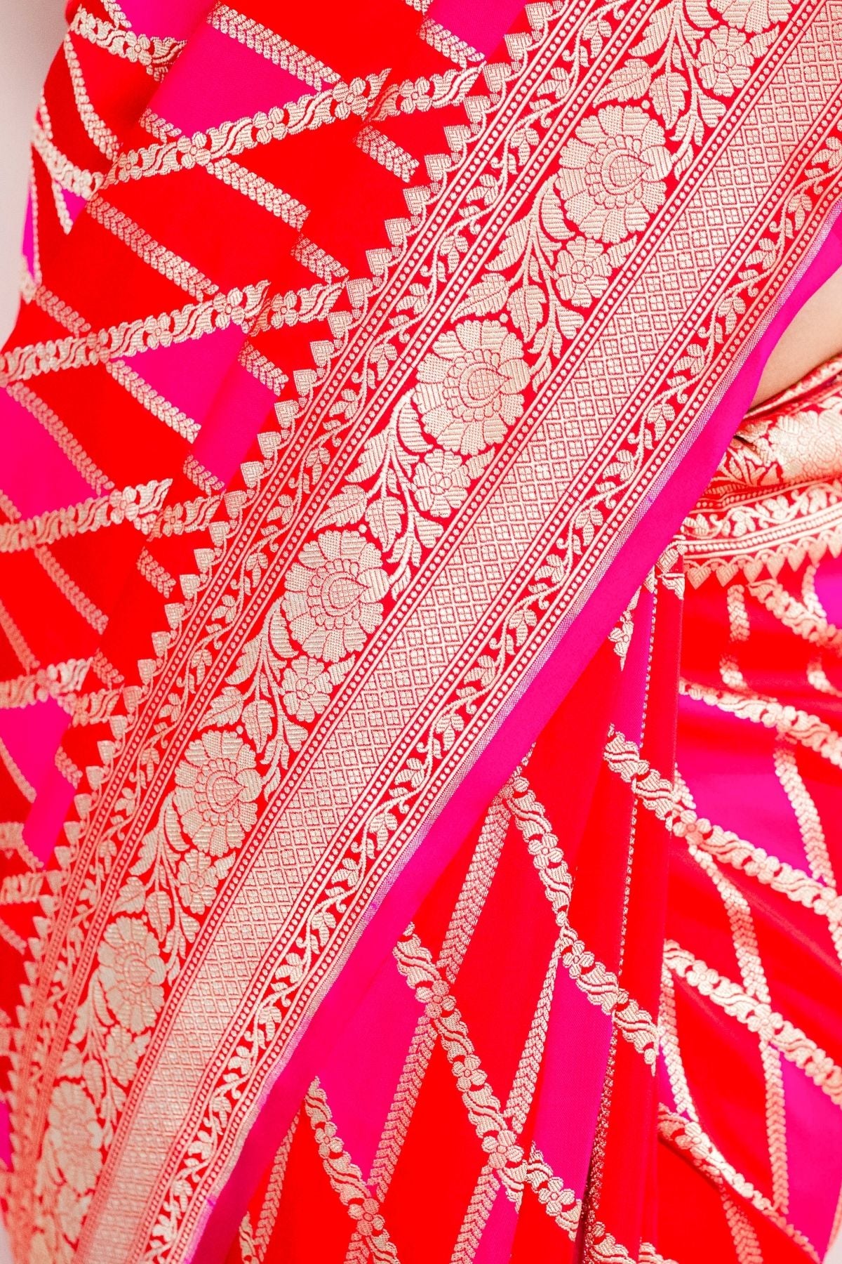 Fuchsia Pink Blended Silk Saree