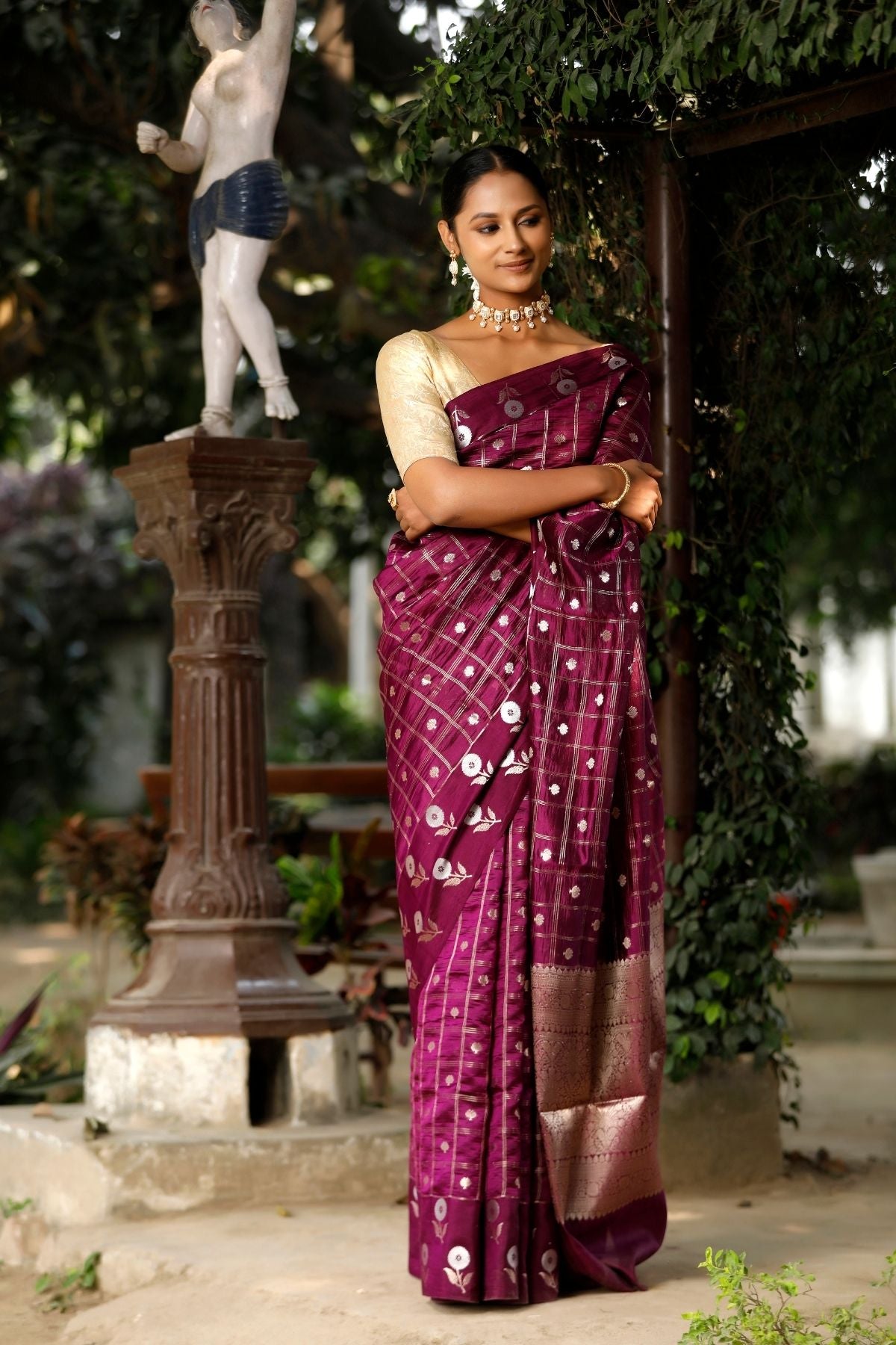 Wine Mango Silk Saree