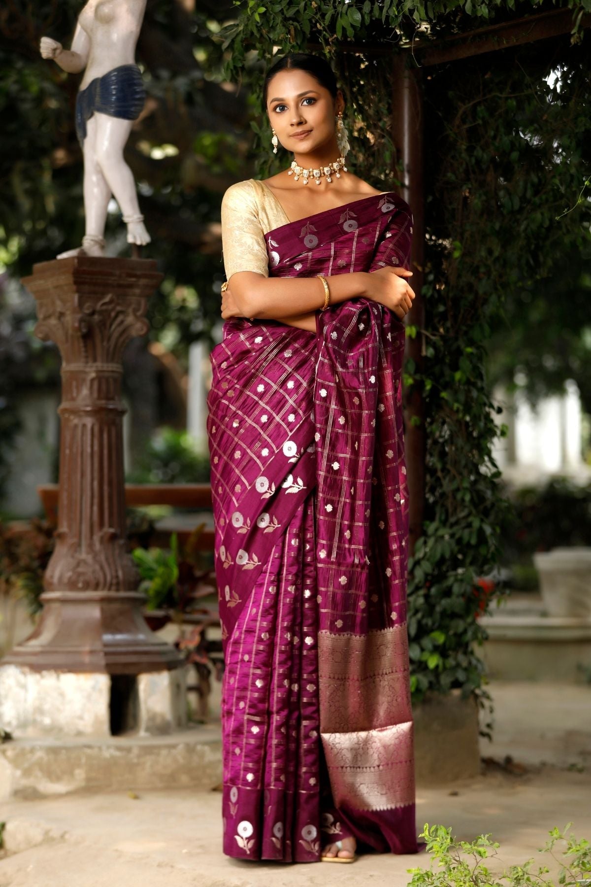 Wine Mango Silk Saree