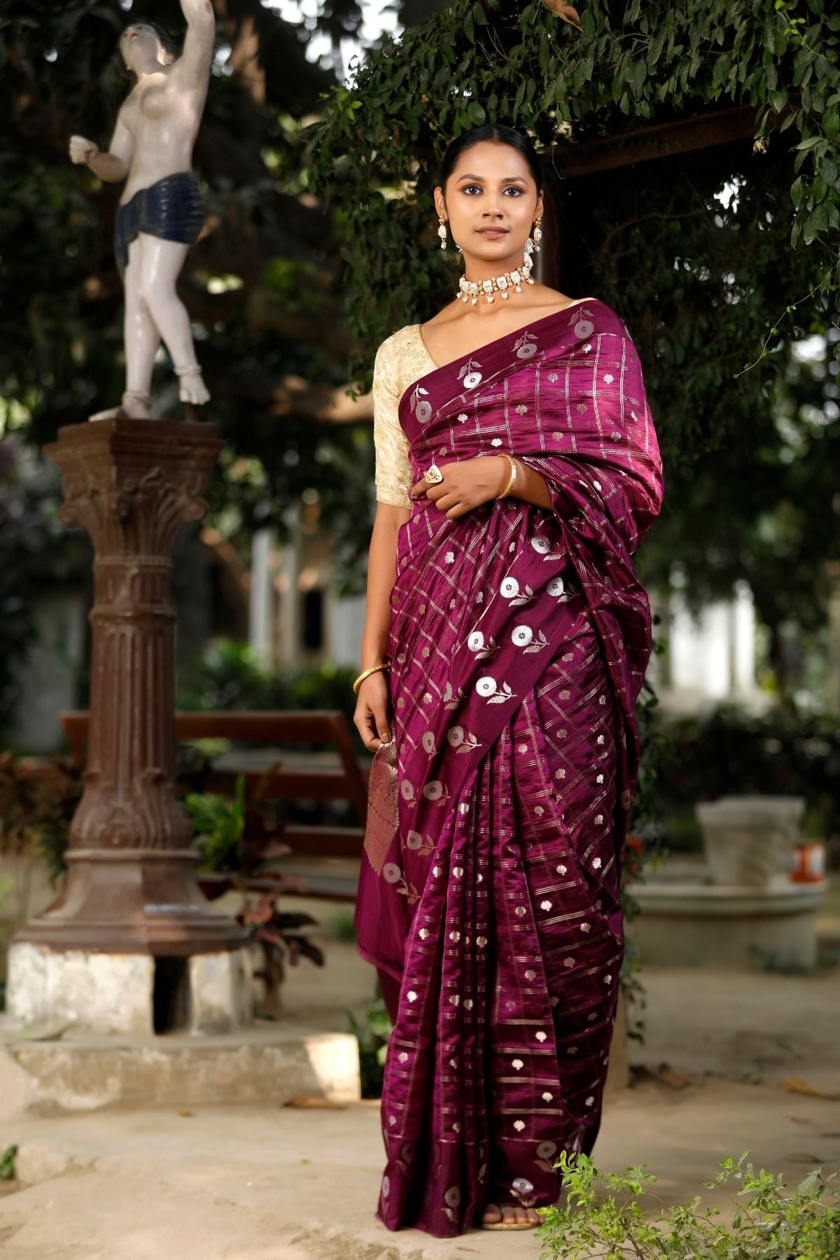 Wine Mango Silk Saree