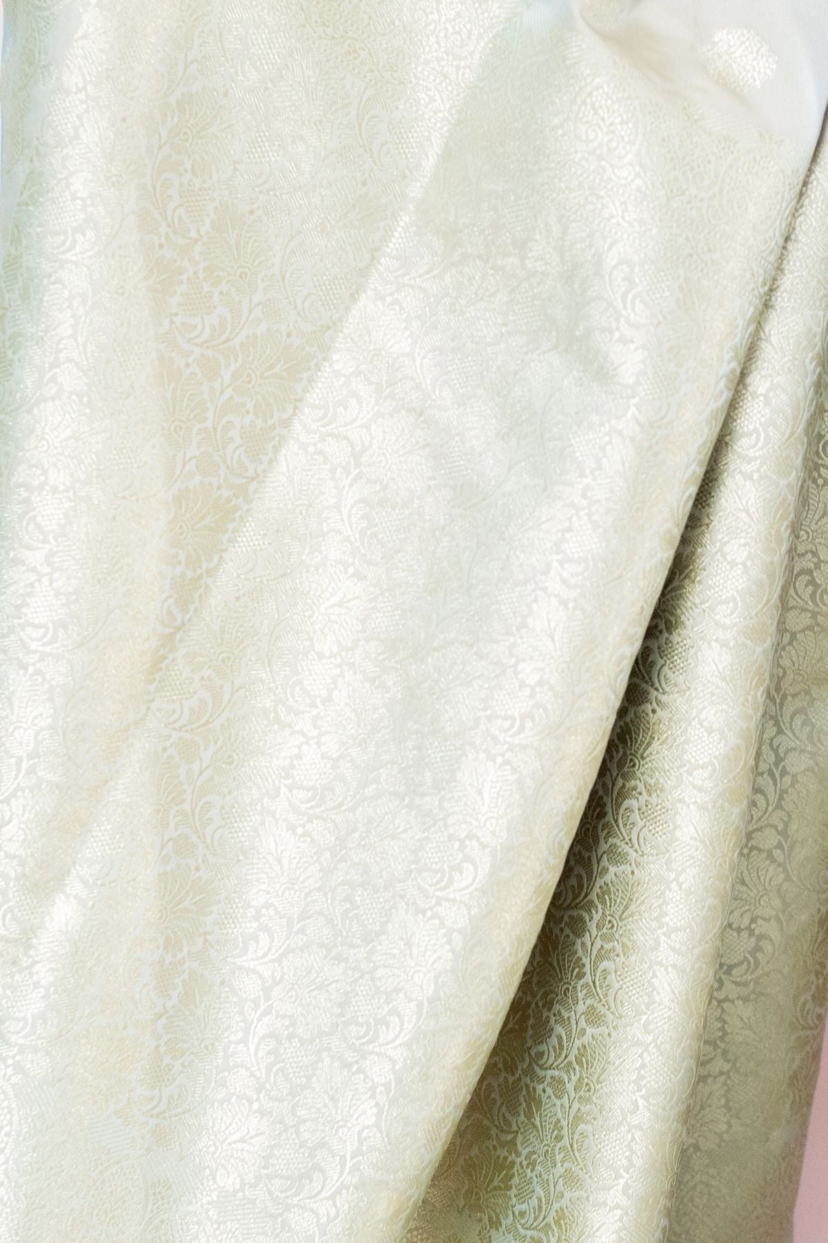 Dusty Pista Mushroo Silk Banarasi Saree