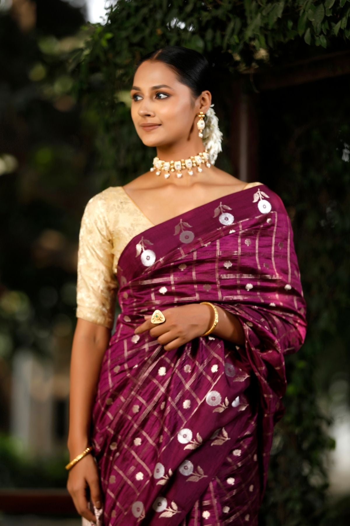 Wine Mango Silk Saree