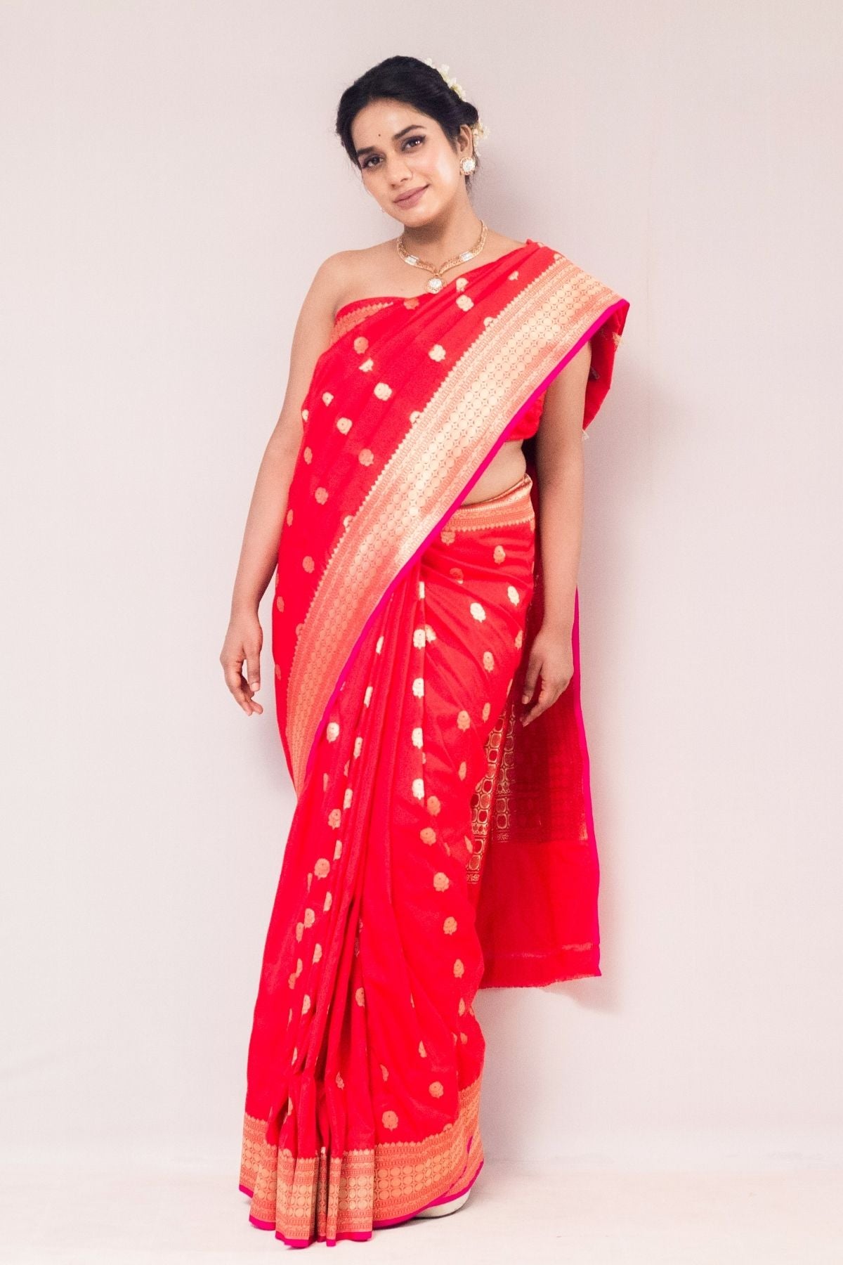 Red Blended Silk Saree
