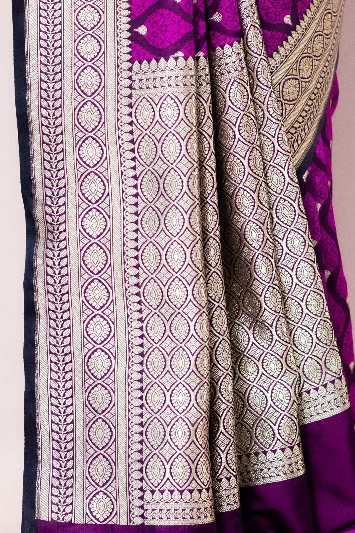 Purple Mushroo Silk Banarasi Saree