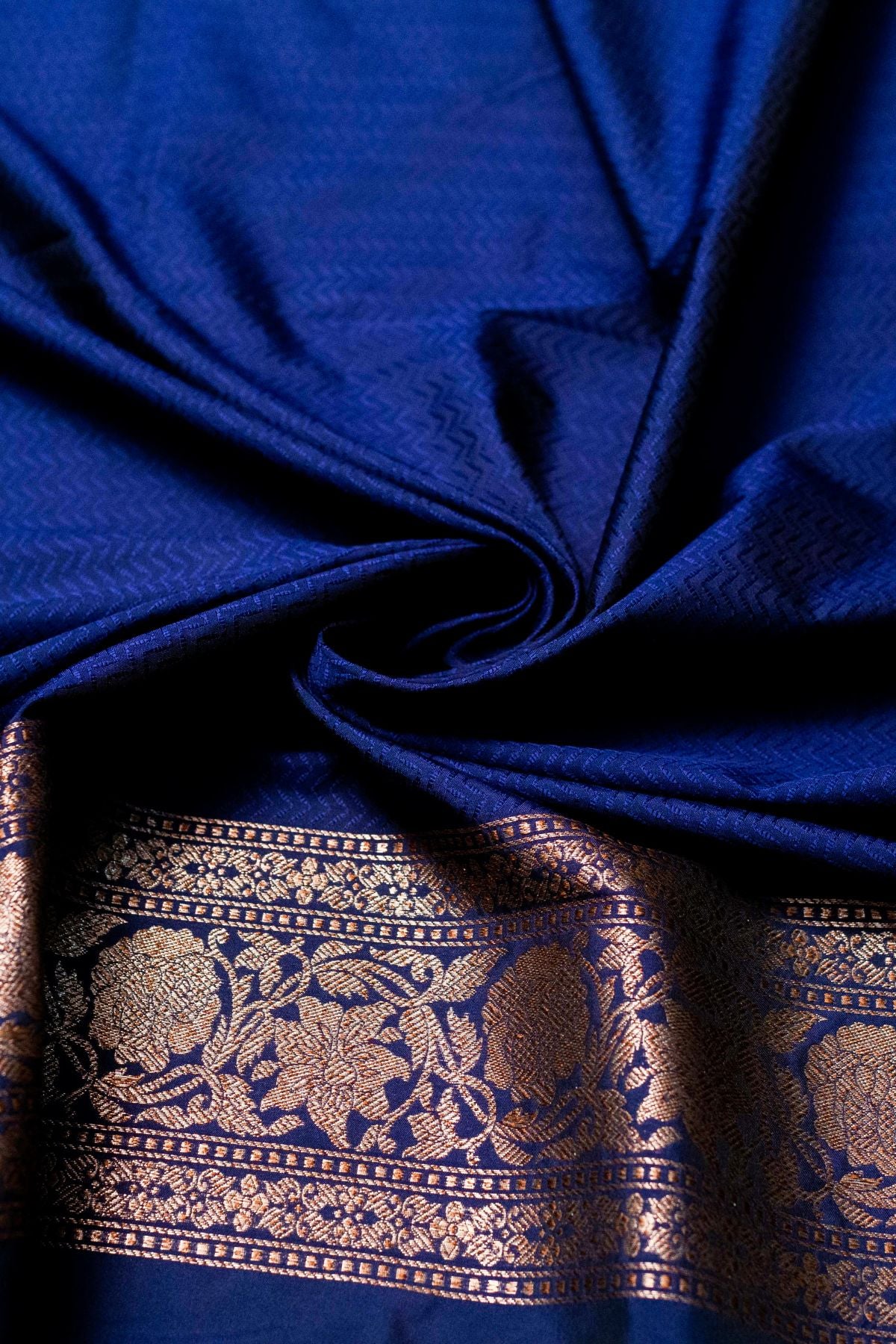 Navy Blue Mushroo Silk Saree