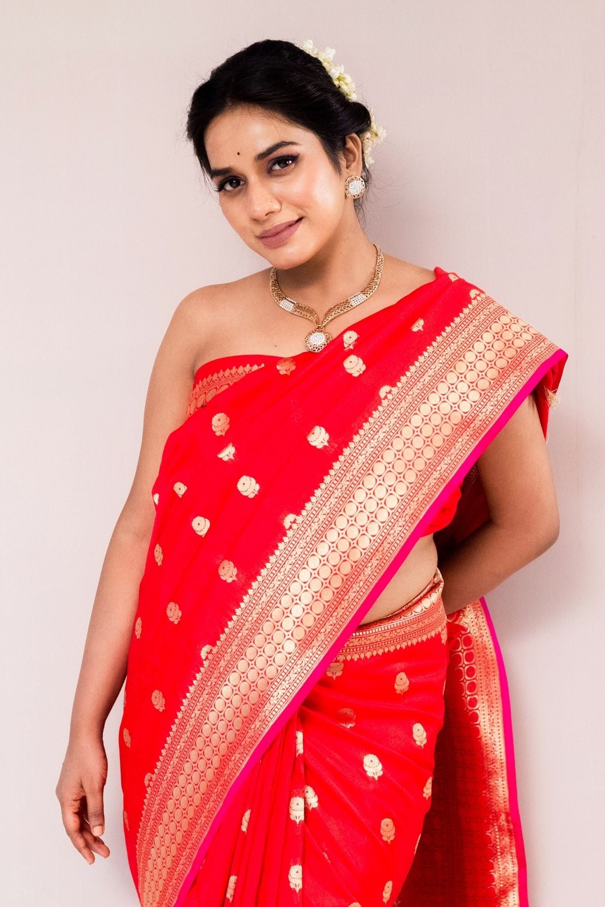 Red Blended Silk Saree
