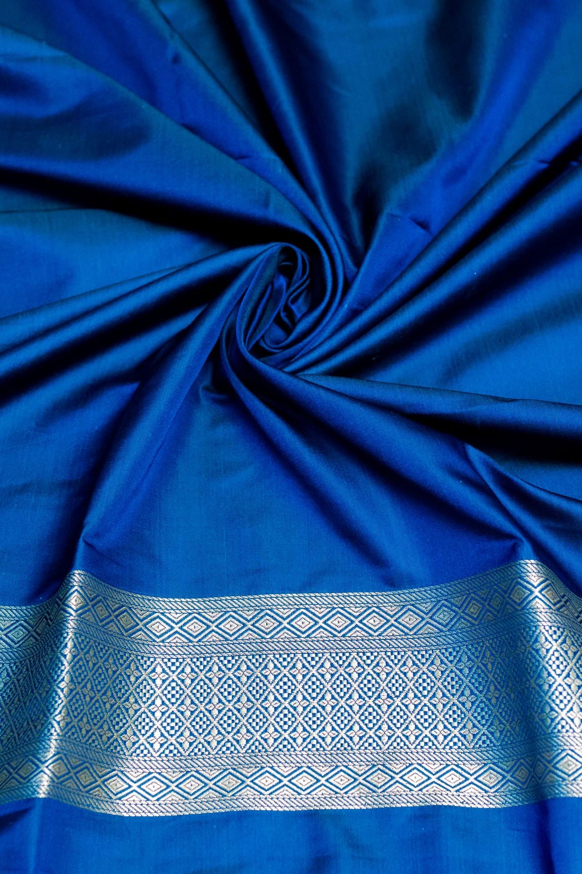 Midnight Blue Mushroo Silk Saree