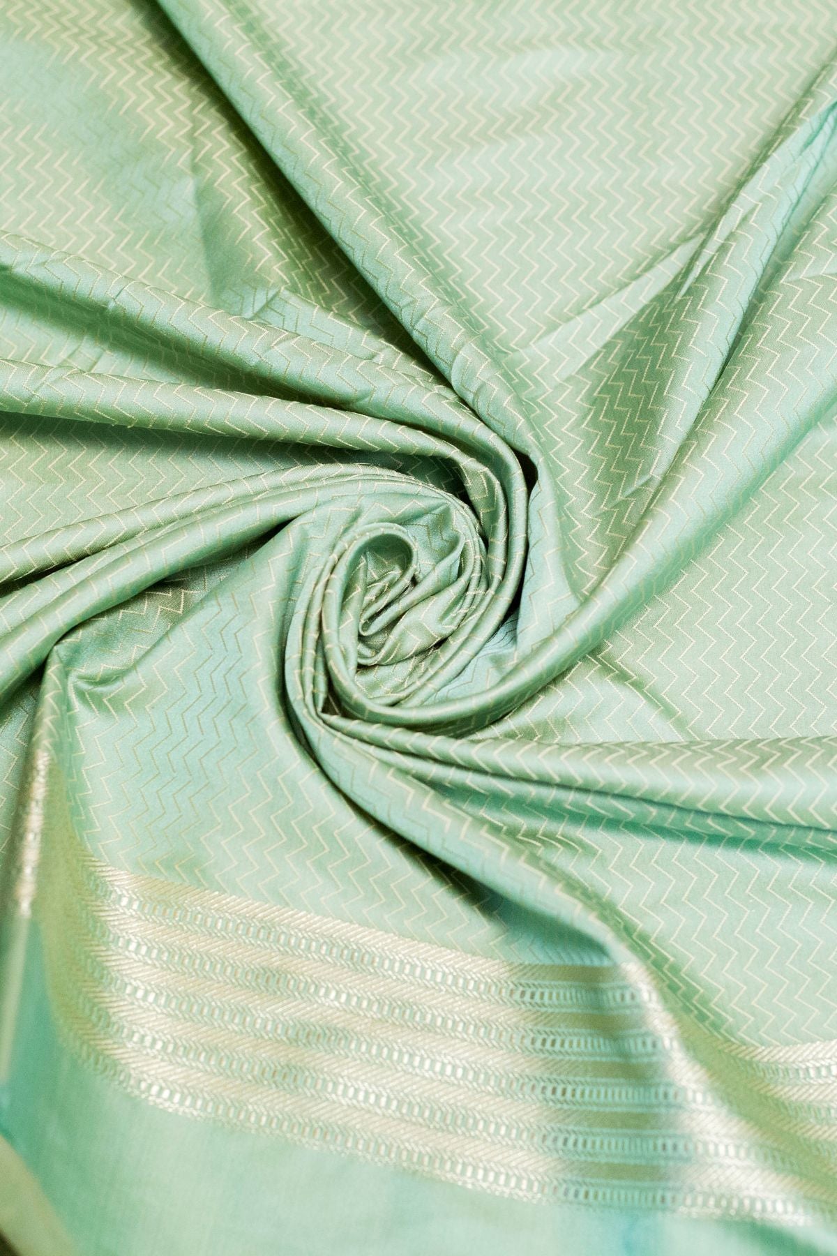 Light Pistachio Mushroo Silk Banarasi Saree