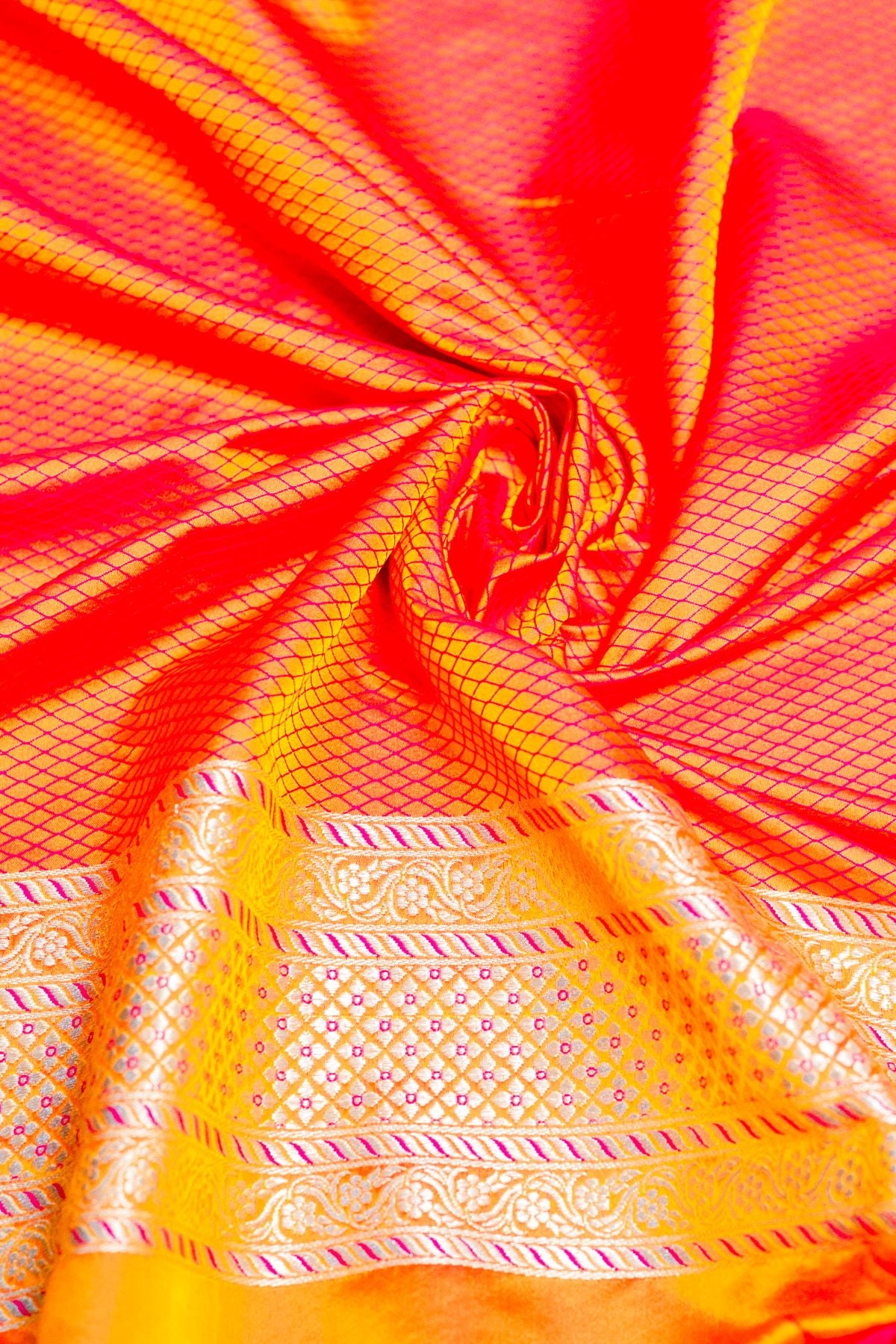 Double Tone Orange Gold Mashroo Silk Saree