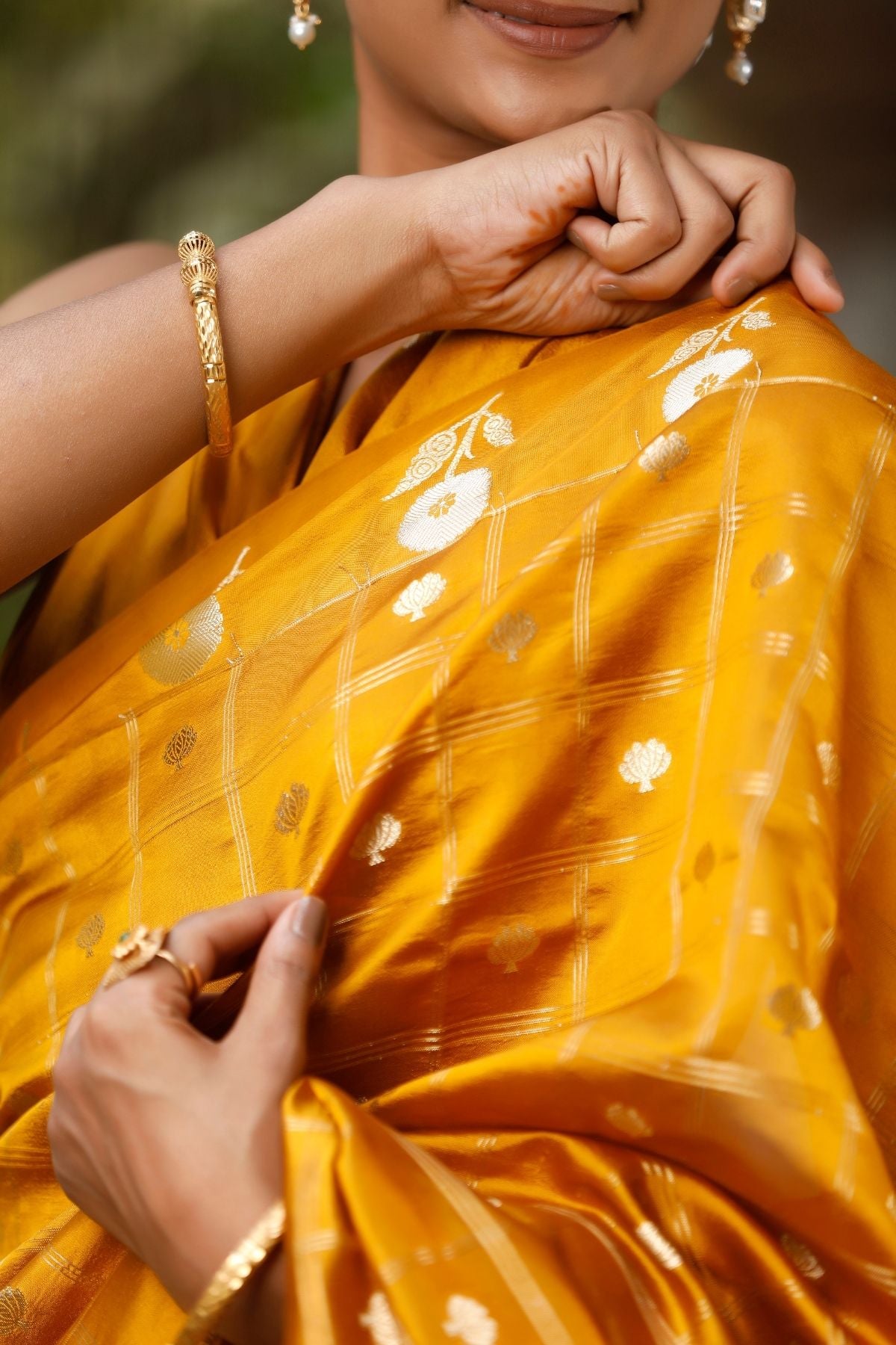 Mustard Color Mango Silk Saree