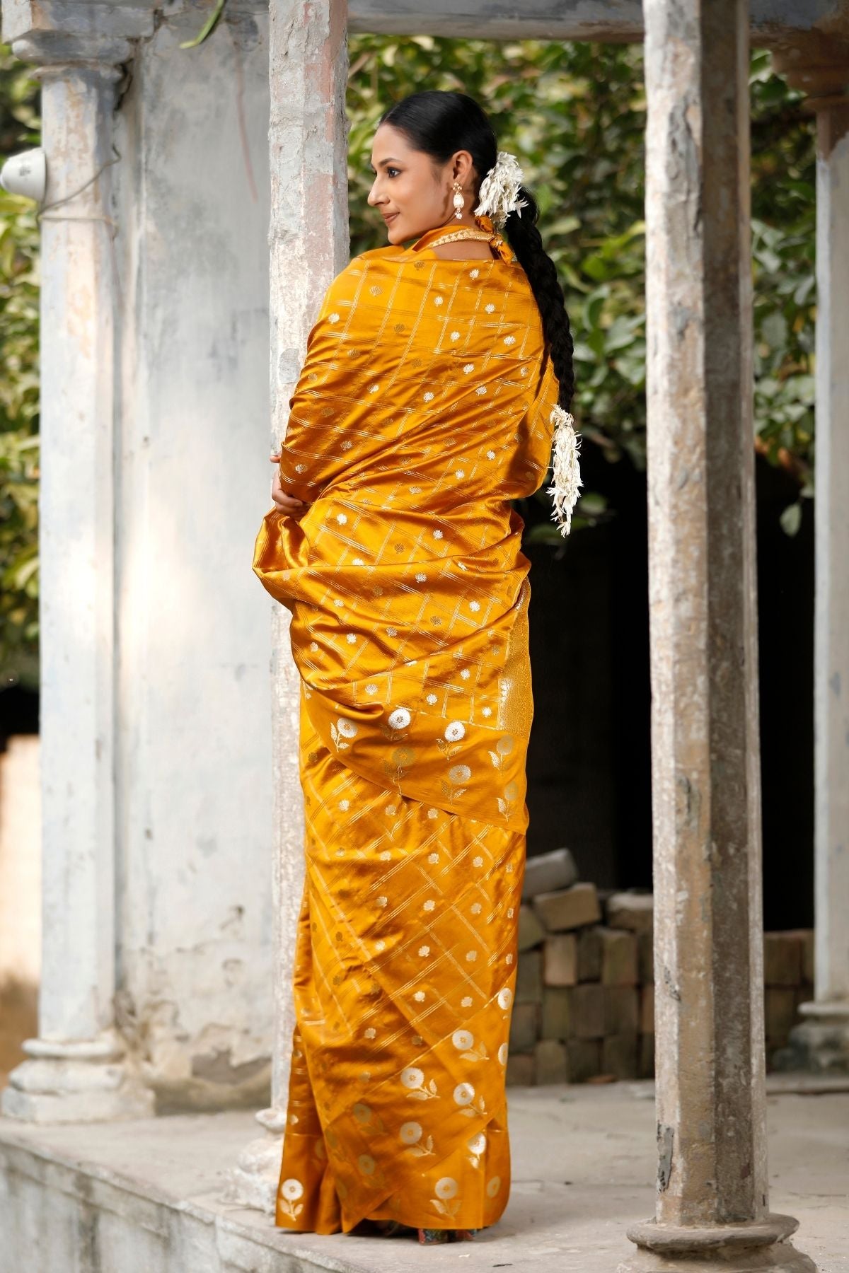 Mustard Color Mango Silk Saree