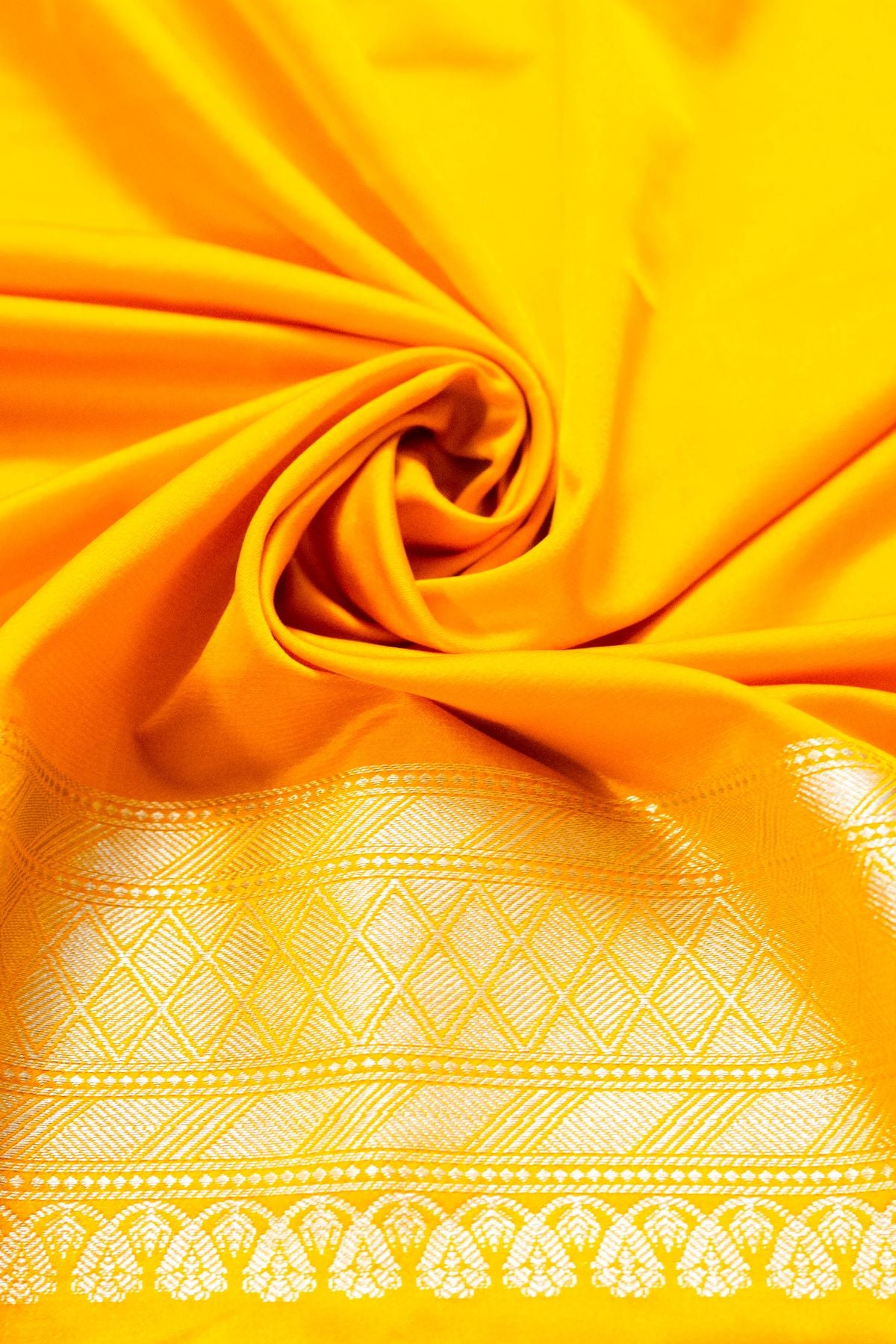 Yellow Mushroo Silk Saree