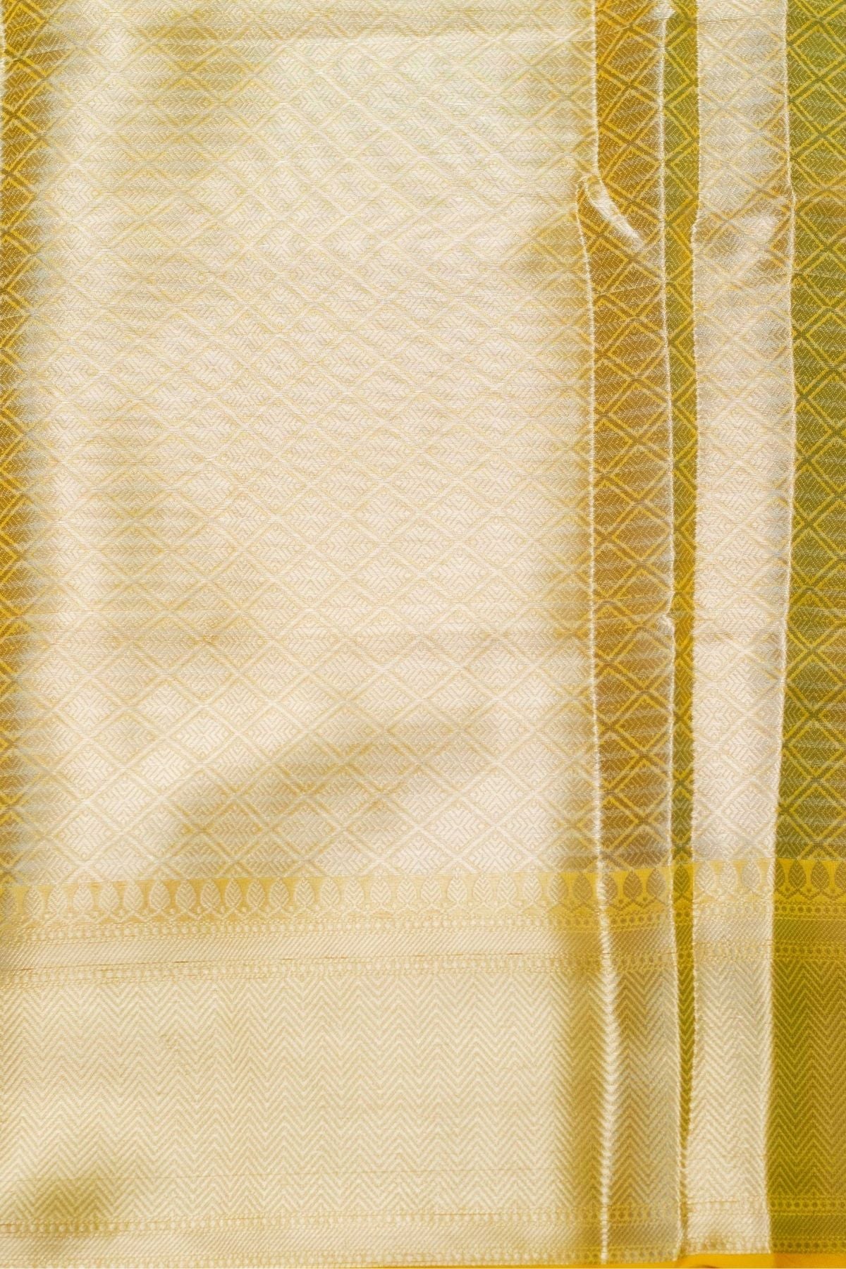 Parrot Green Tissue Strip Saree