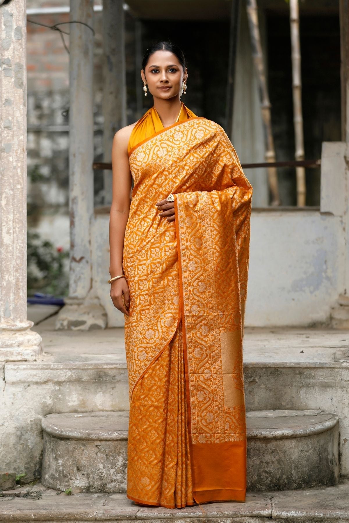 Mustard Blended Iktara Silk Saree