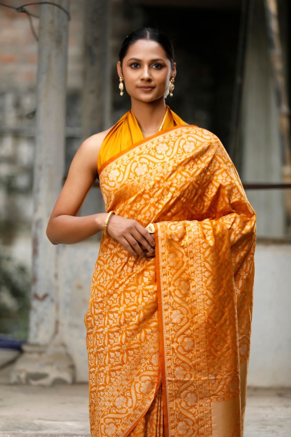 Mustard Blended Iktara Silk Saree