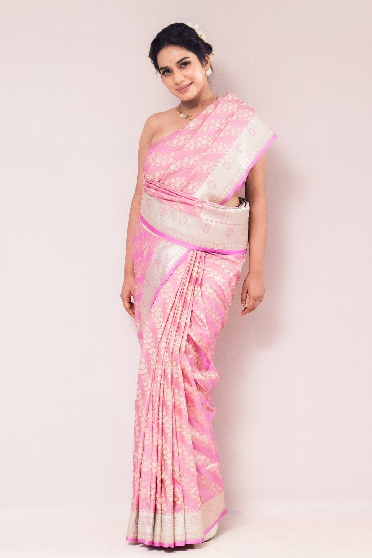 Dusty Pink Mushroo Silk Saree