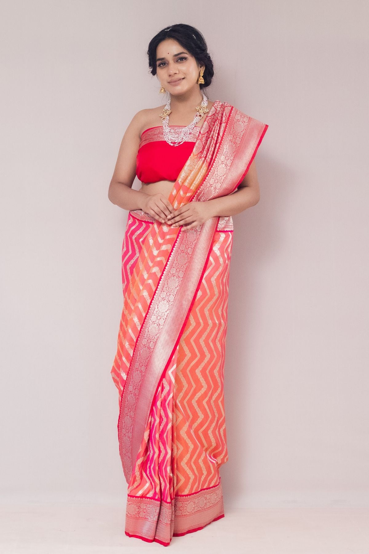 Red Rani Double Tone Blended Silk Saree