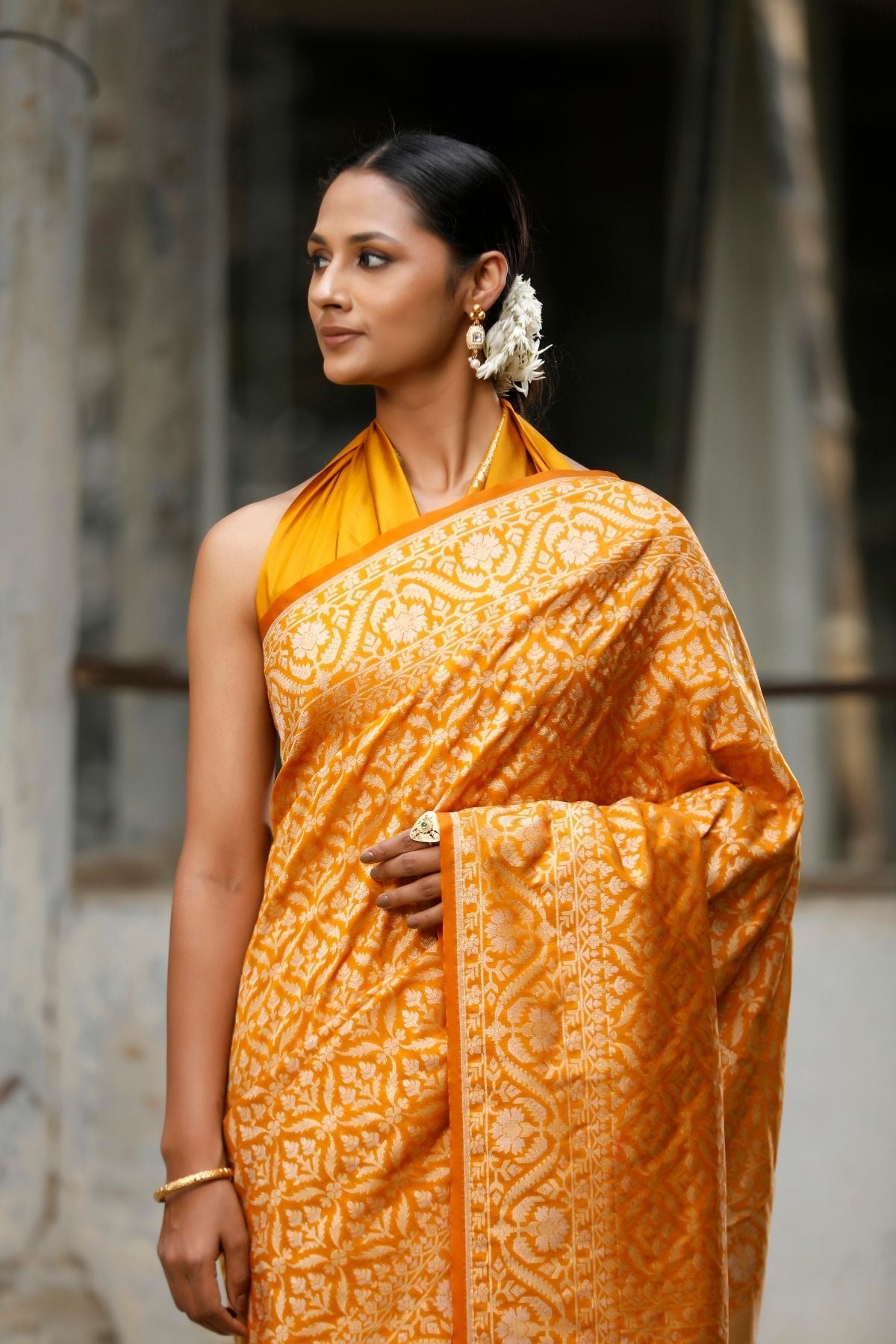 Mustard Blended Iktara Silk Saree