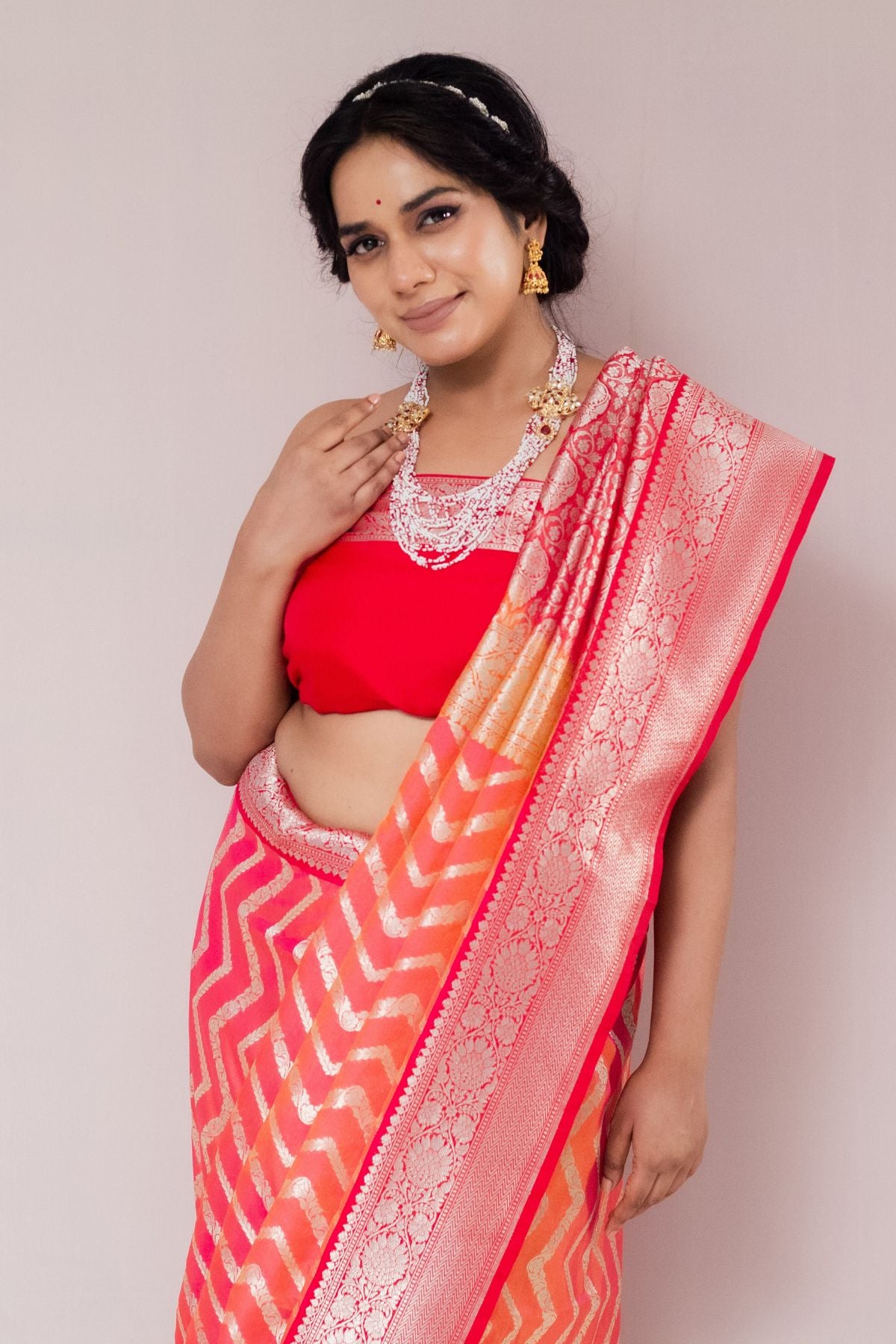 Red Rani Double Tone Blended Silk Saree