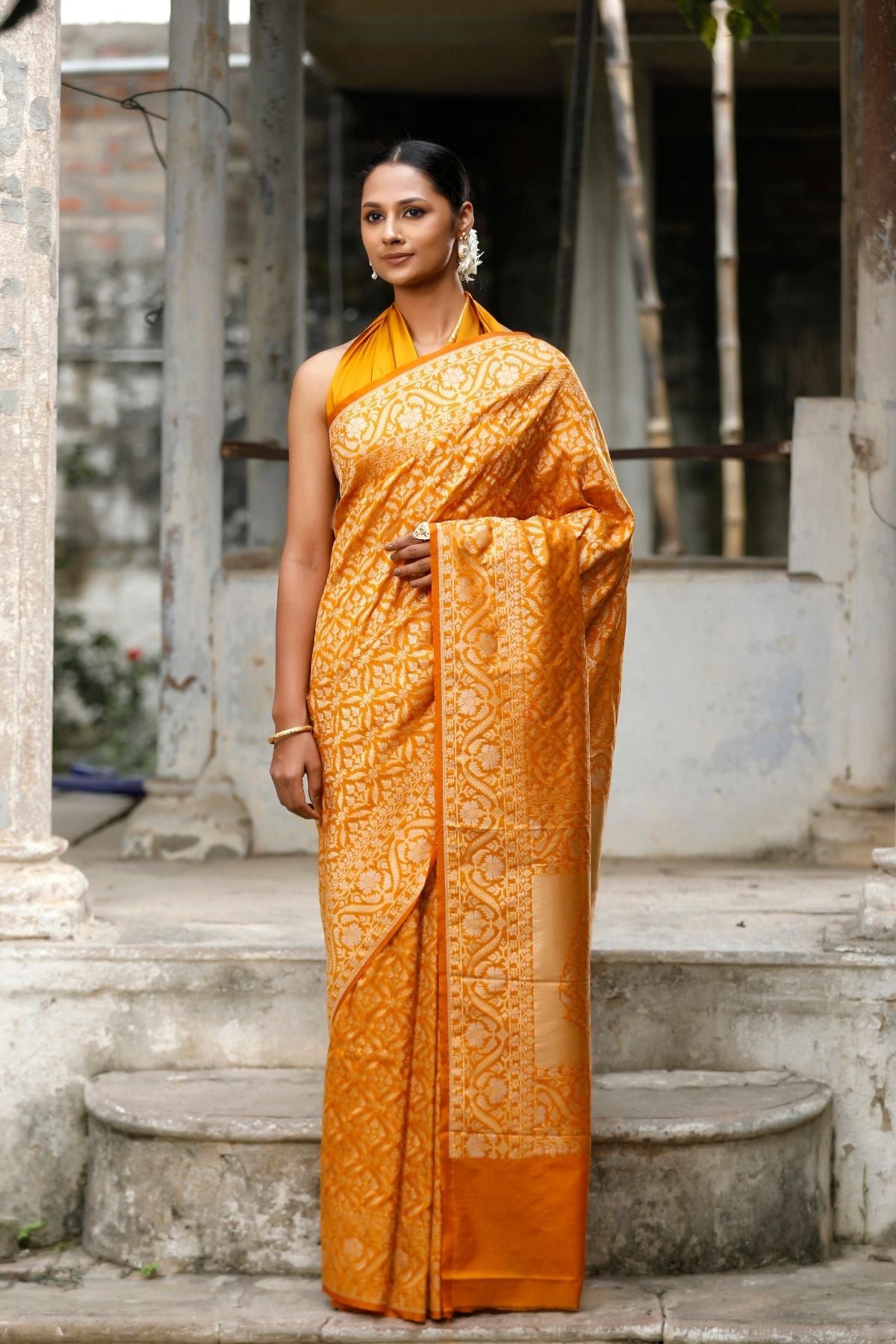 Mustard Blended Iktara Silk Saree