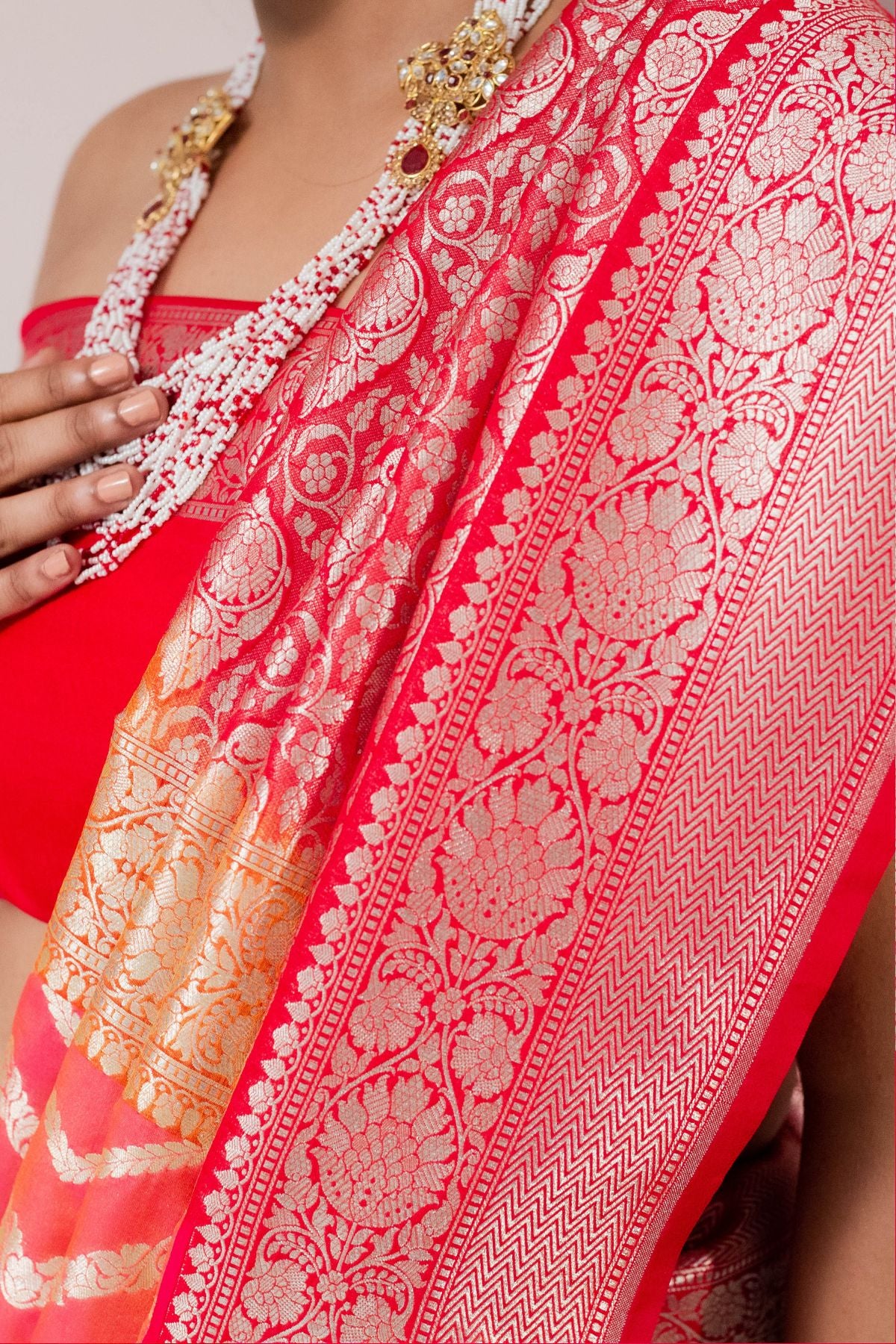 Red Rani Double Tone Blended Silk Saree