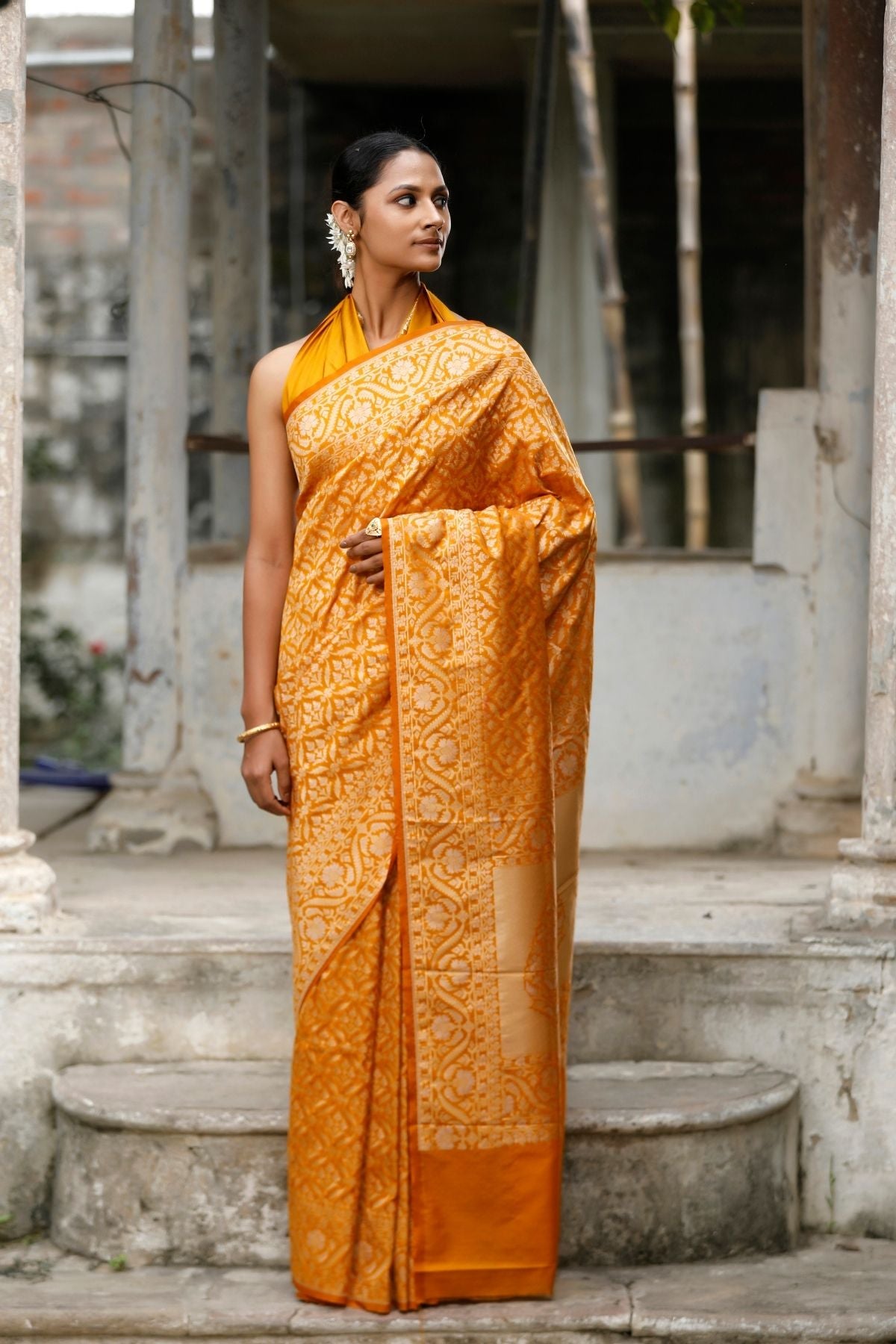 Mustard Blended Iktara Silk Saree