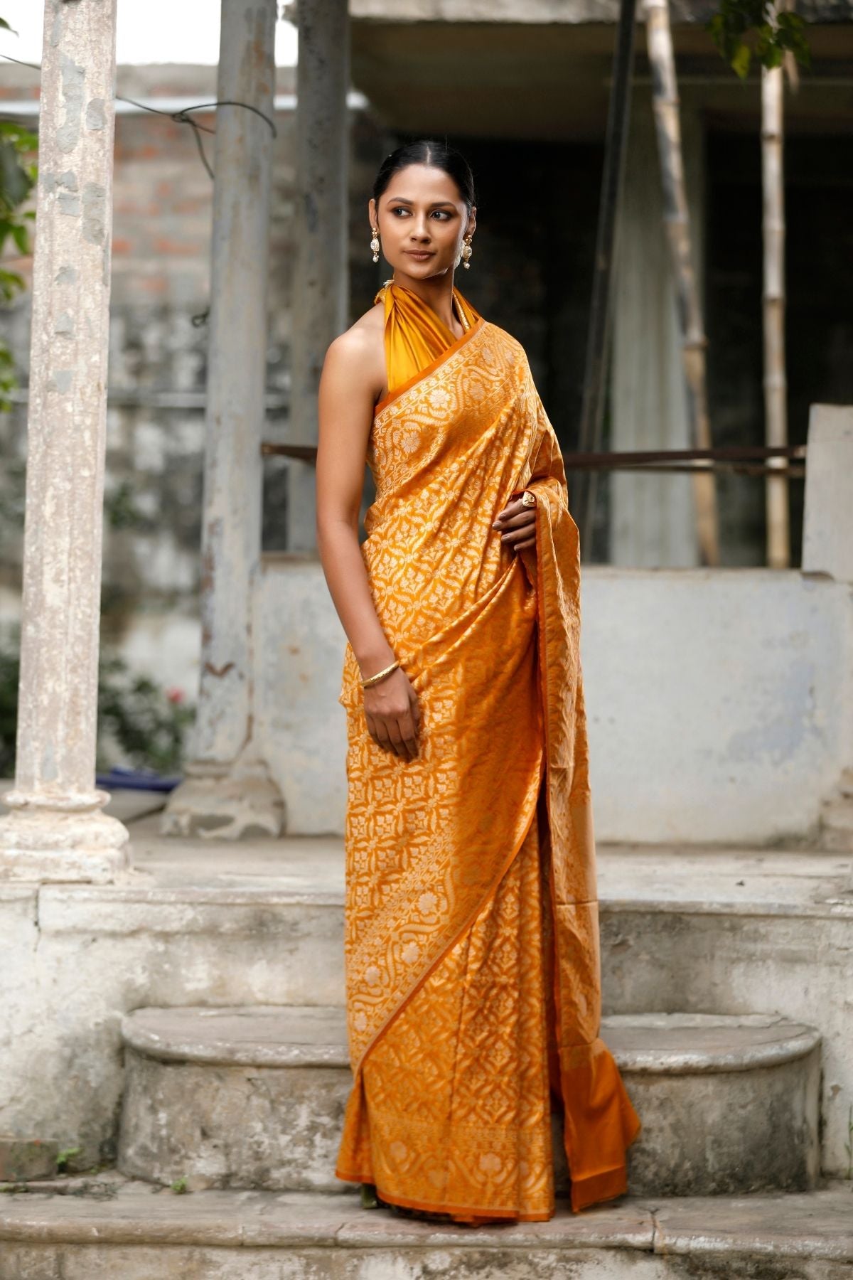 Mustard Blended Iktara Silk Saree