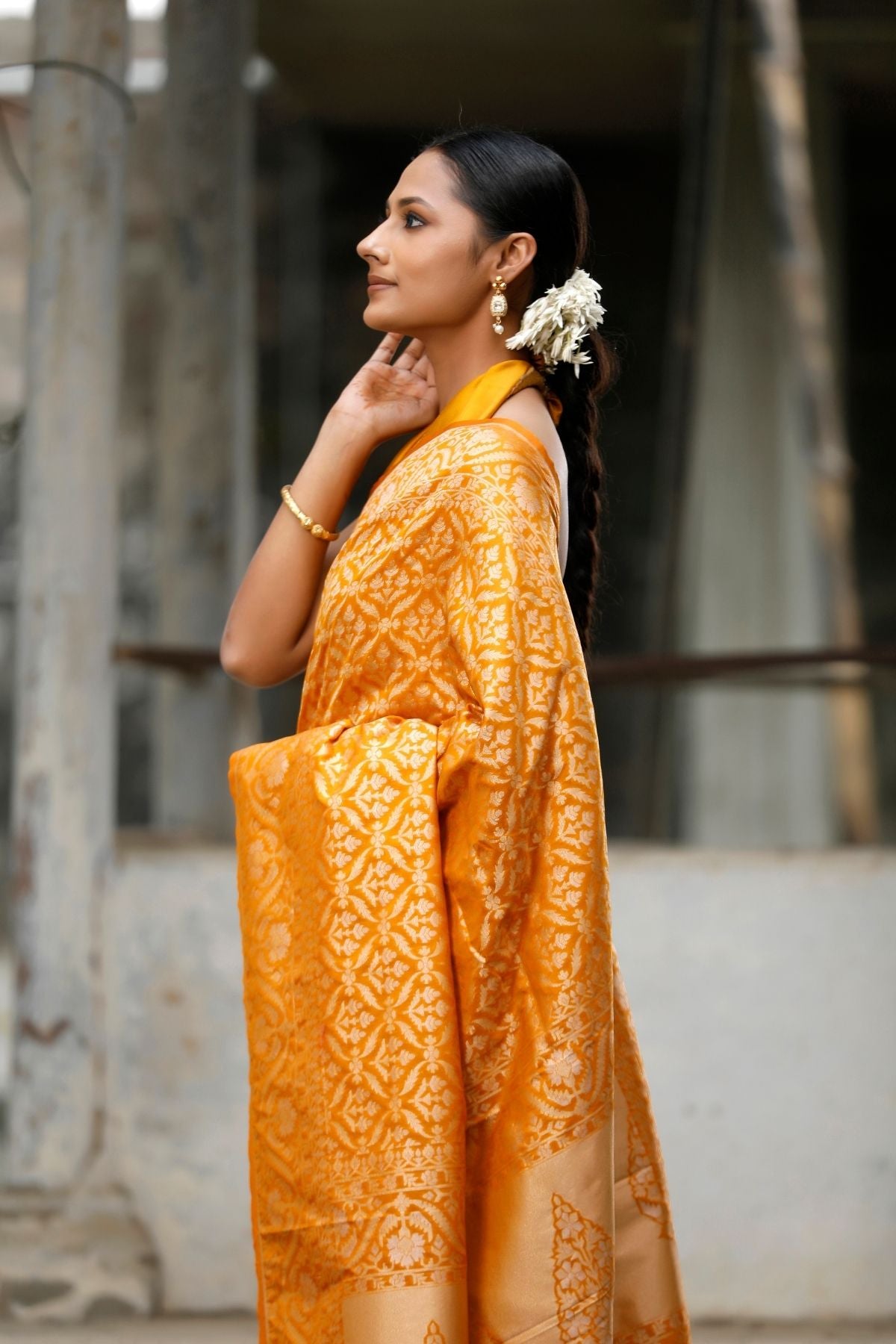 Mustard Blended Iktara Silk Saree