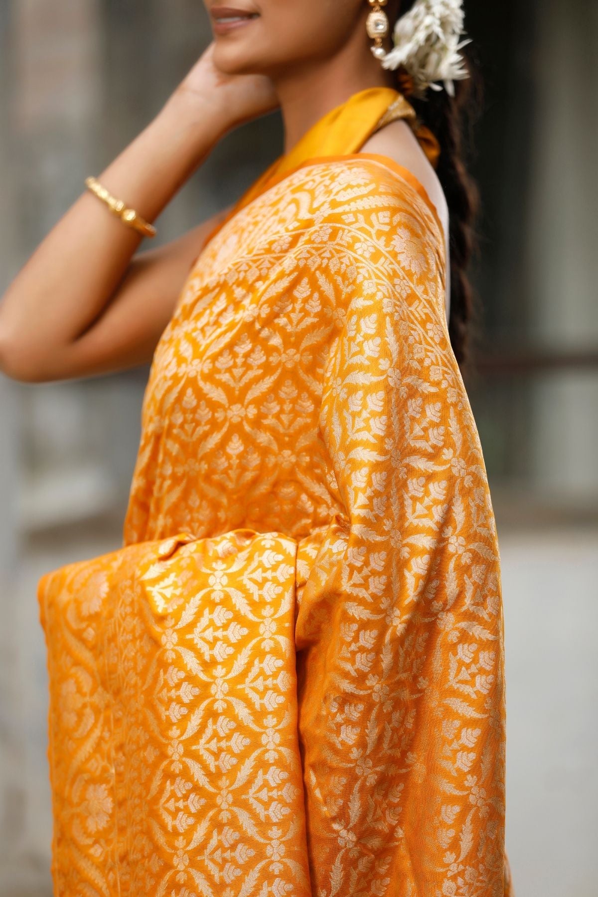 Mustard Blended Iktara Silk Saree
