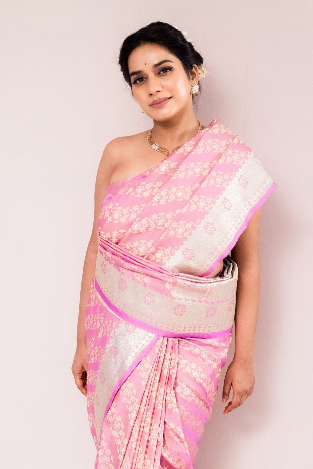 Dusty Pink Mushroo Silk Saree