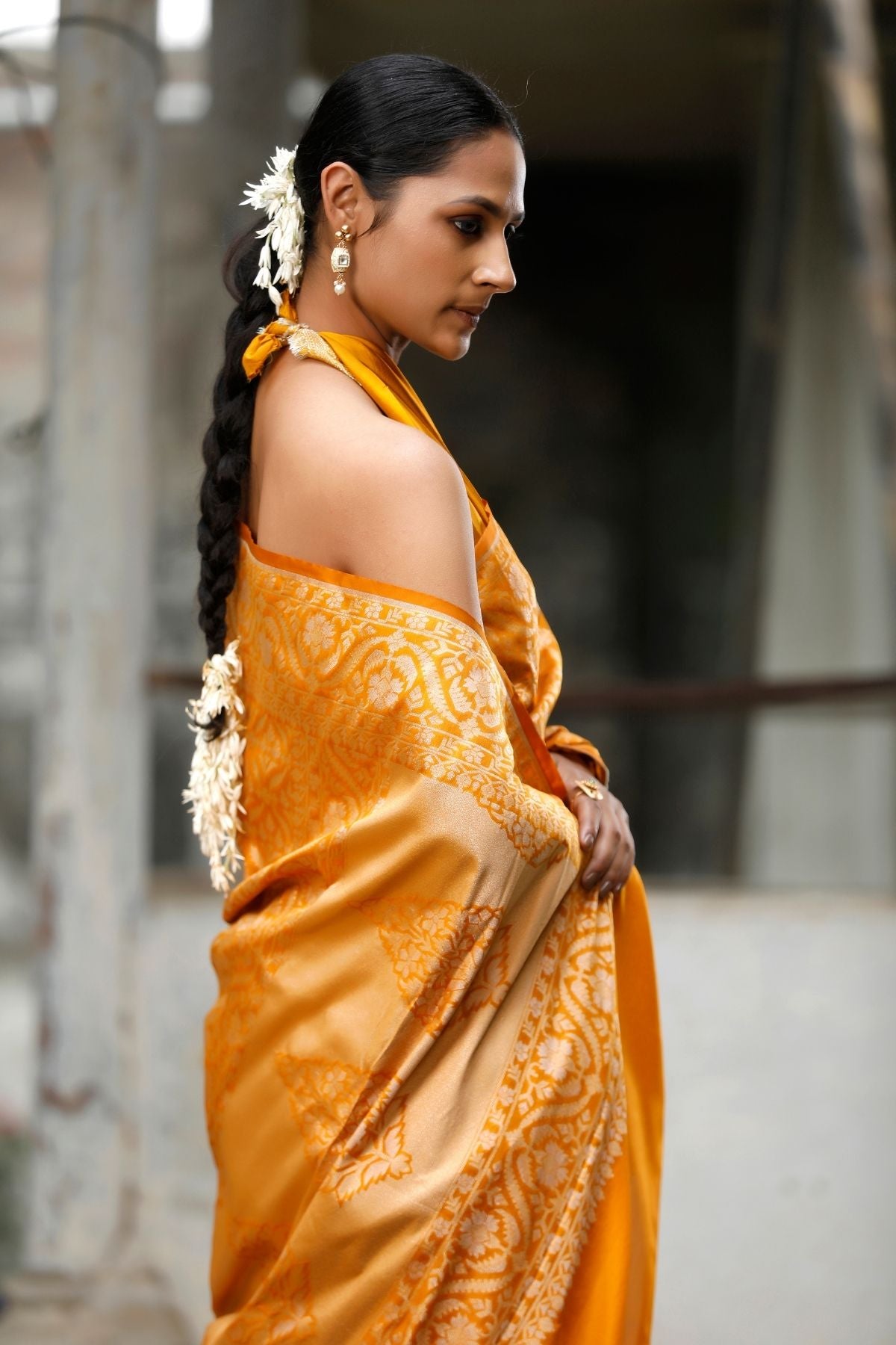 Mustard Blended Iktara Silk Saree