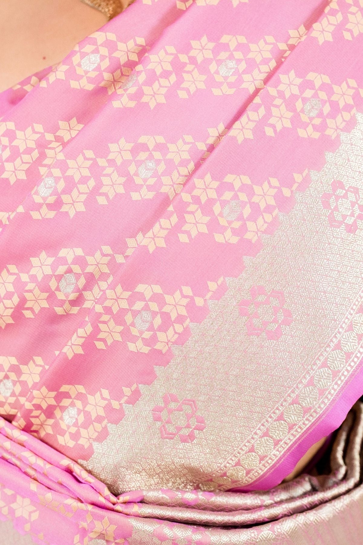 Dusty Pink Mushroo Silk Saree